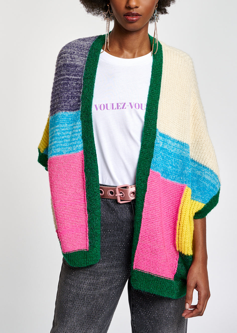 Oversized multicolored patchwork cardigan RE—SSENTIEL | Essentiel second hand