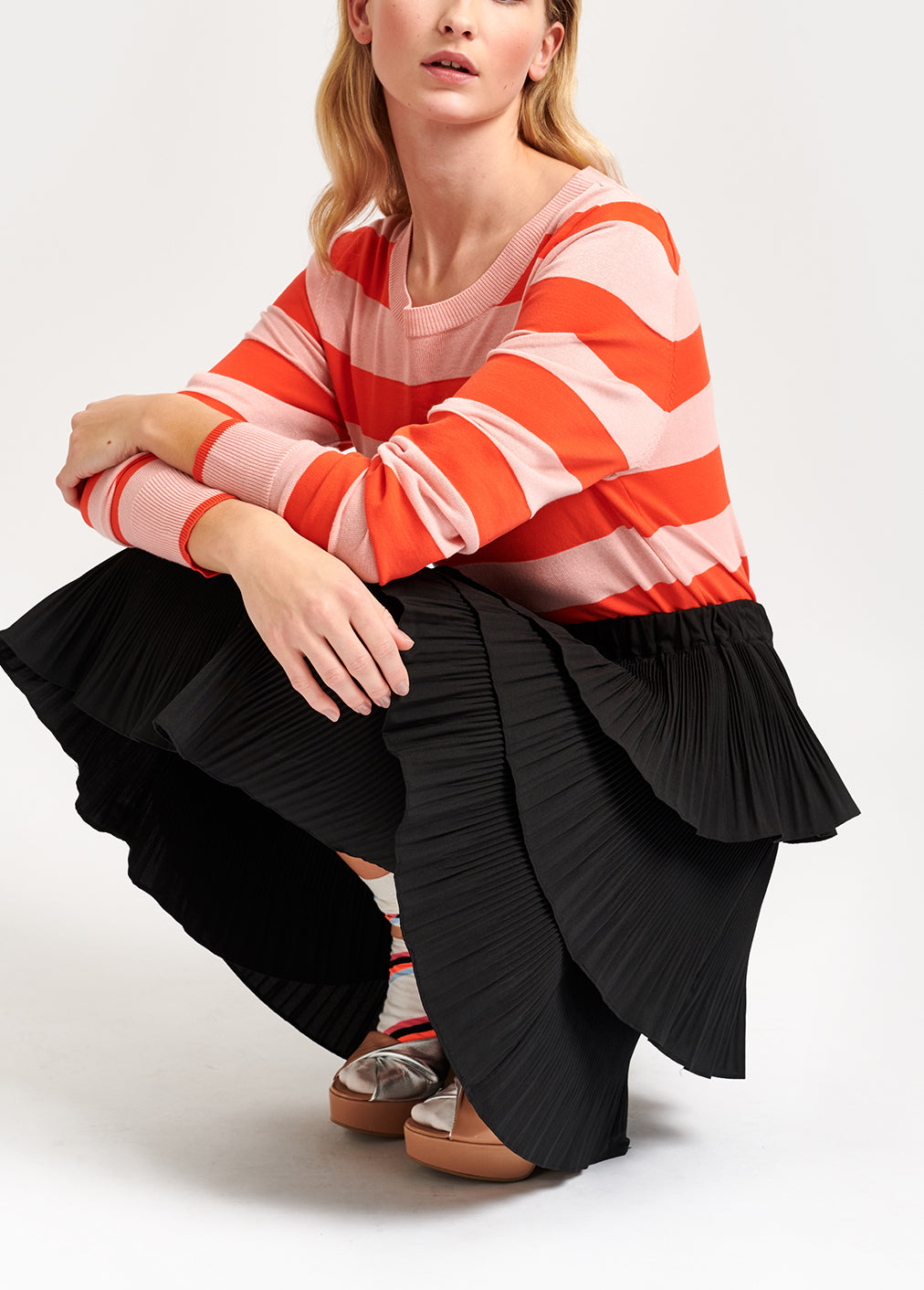 Pull à rayures rose clair et orange RE—SSENTIEL | Essentiel second hand