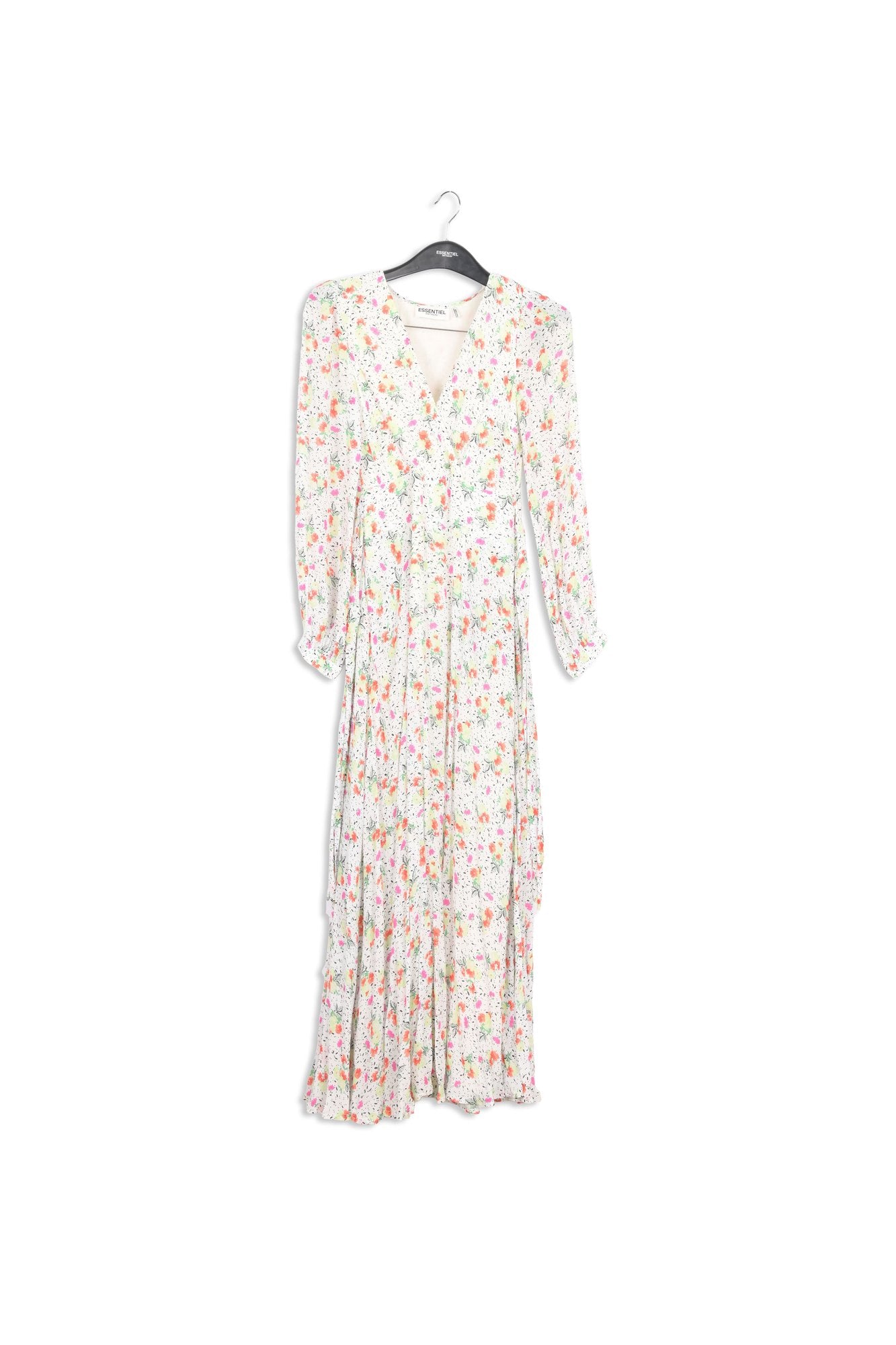 Off-white floral-print wrap maxi dress RE—SSENTIEL | Essentiel second hand