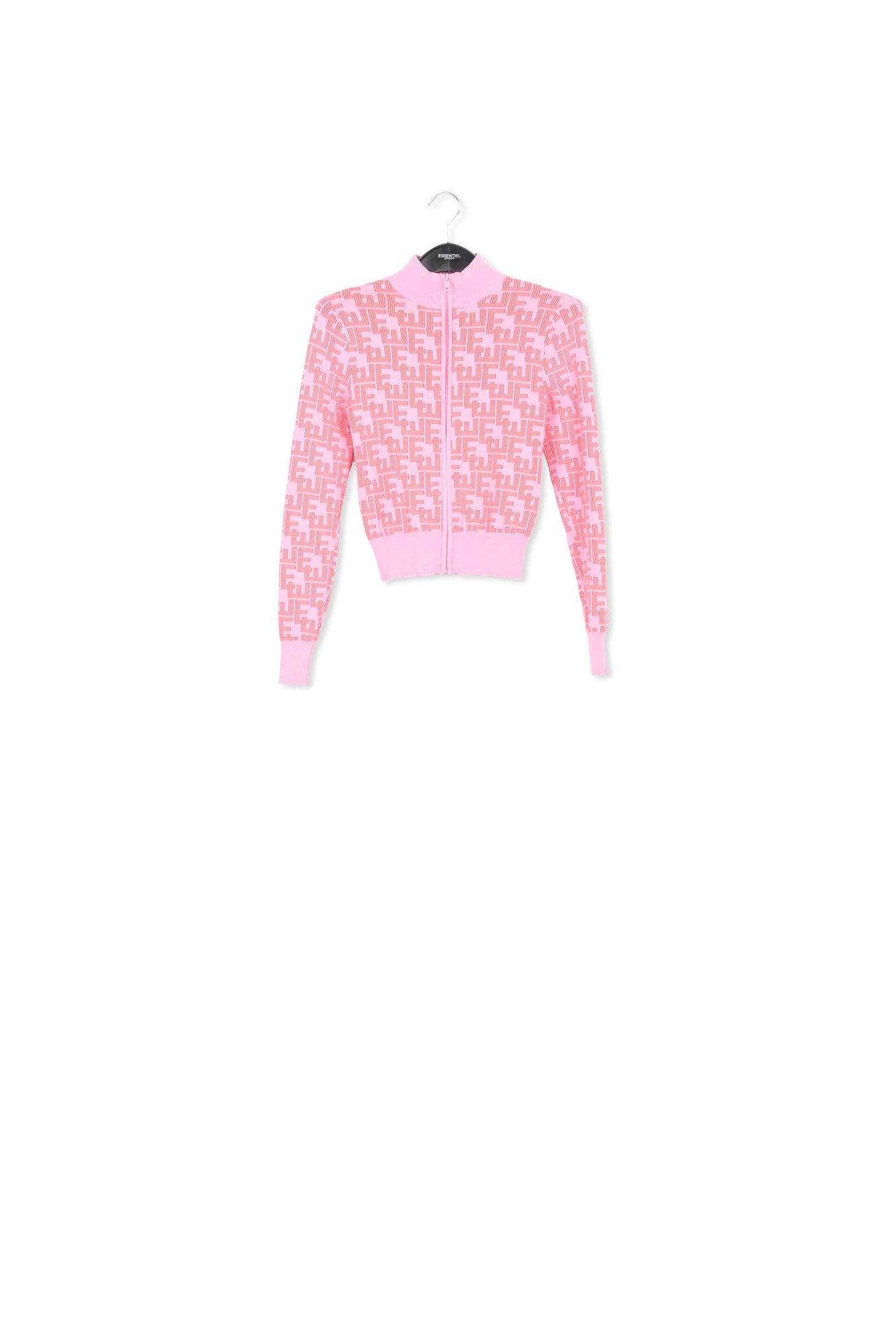 Cardigan en jacquard rose et rouge avec zip RE—SSENTIEL | Essentiel second hand