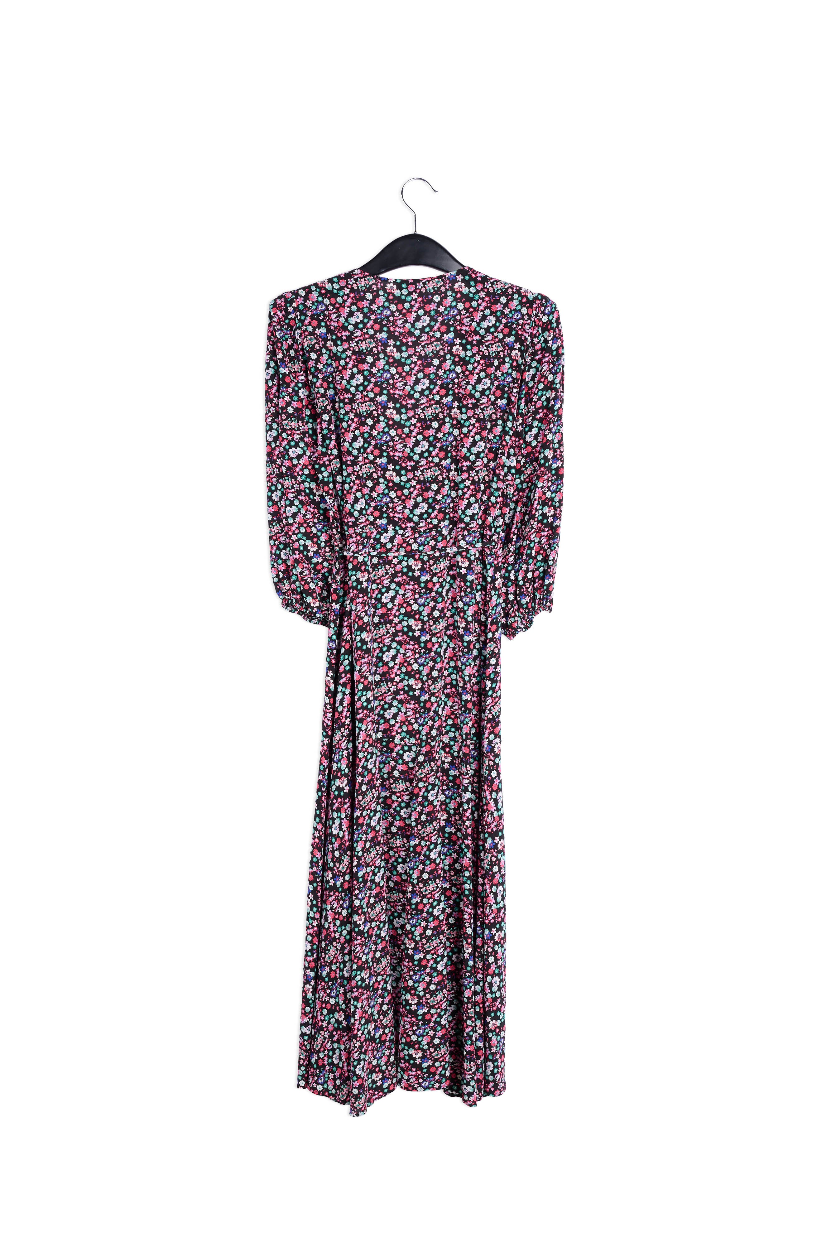 Black floral-print wrap maxi dress RE—SSENTIEL | Essentiel second hand