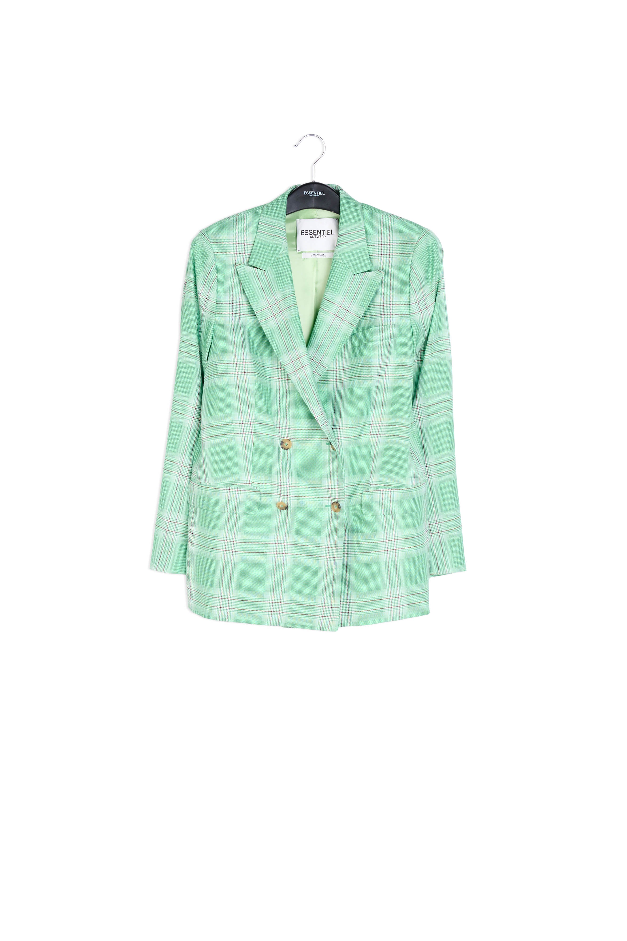 Veste croisée en tartan vert RE—SSENTIEL | Essentiel second hand