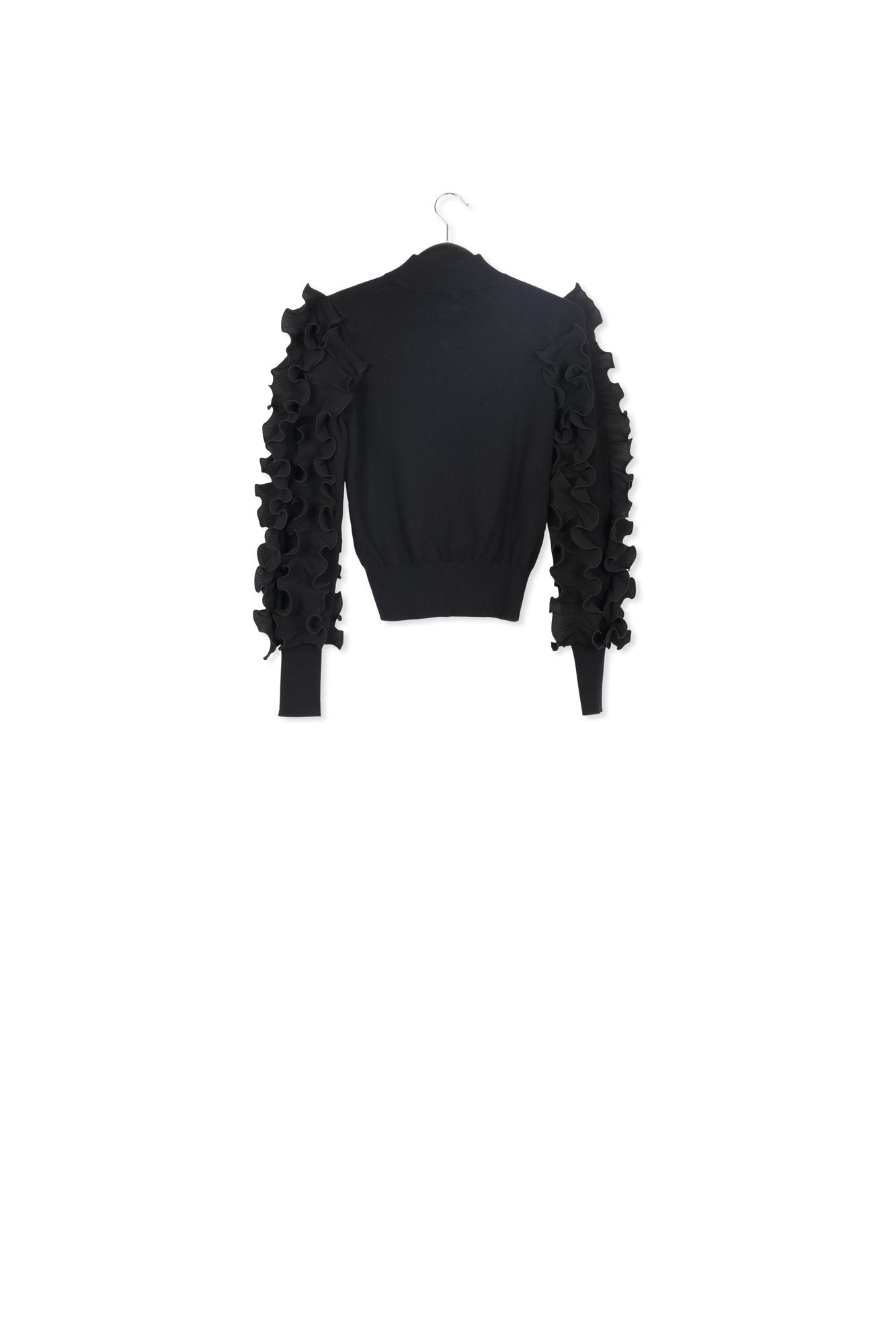 Black knit sweater with ruffles RE—SSENTIEL | Essentiel second hand