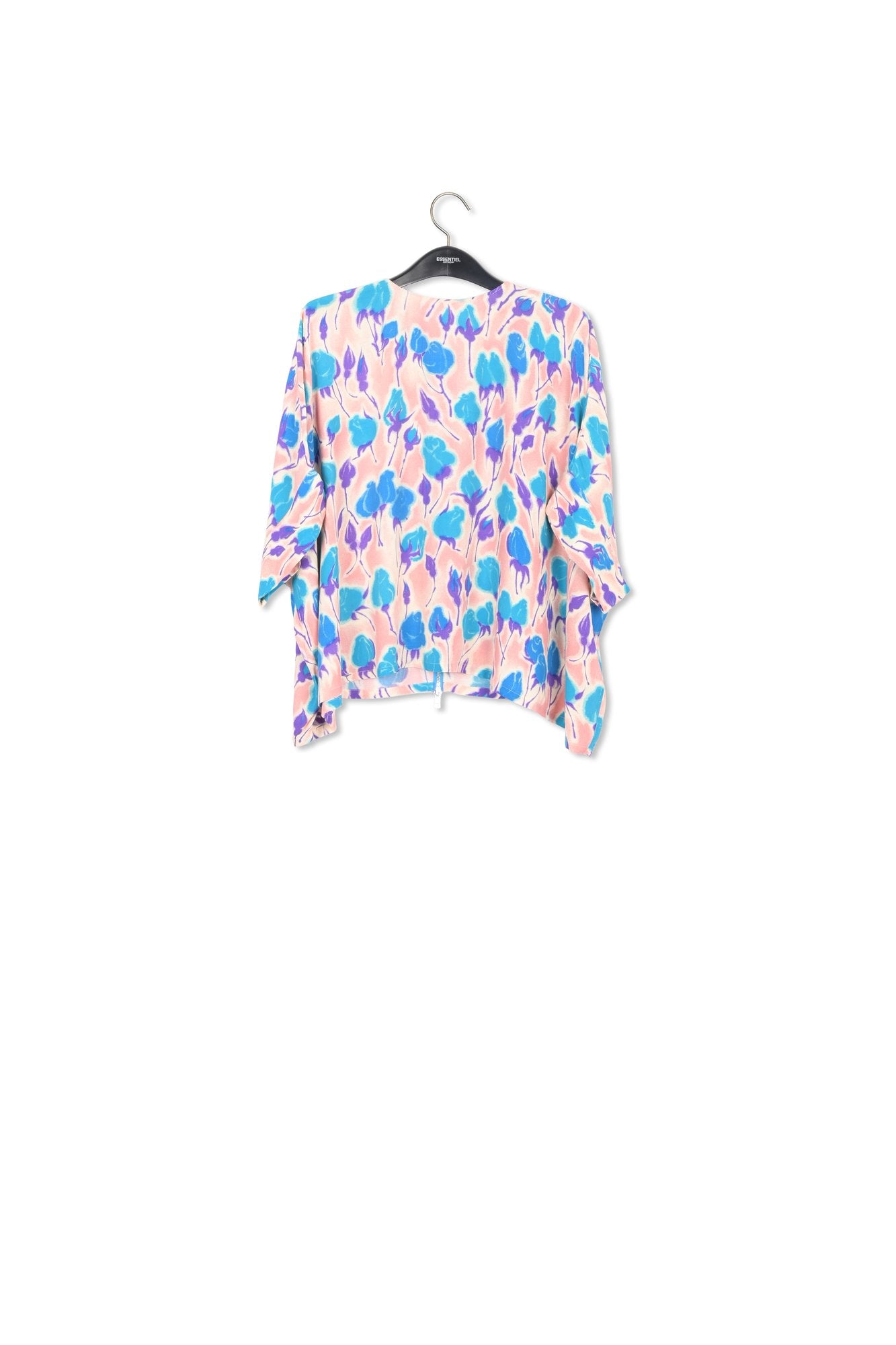 Oversized top met lichtroze, blauwe en paarse bloemenprint RE—SSENTIEL | Essentiel second hand