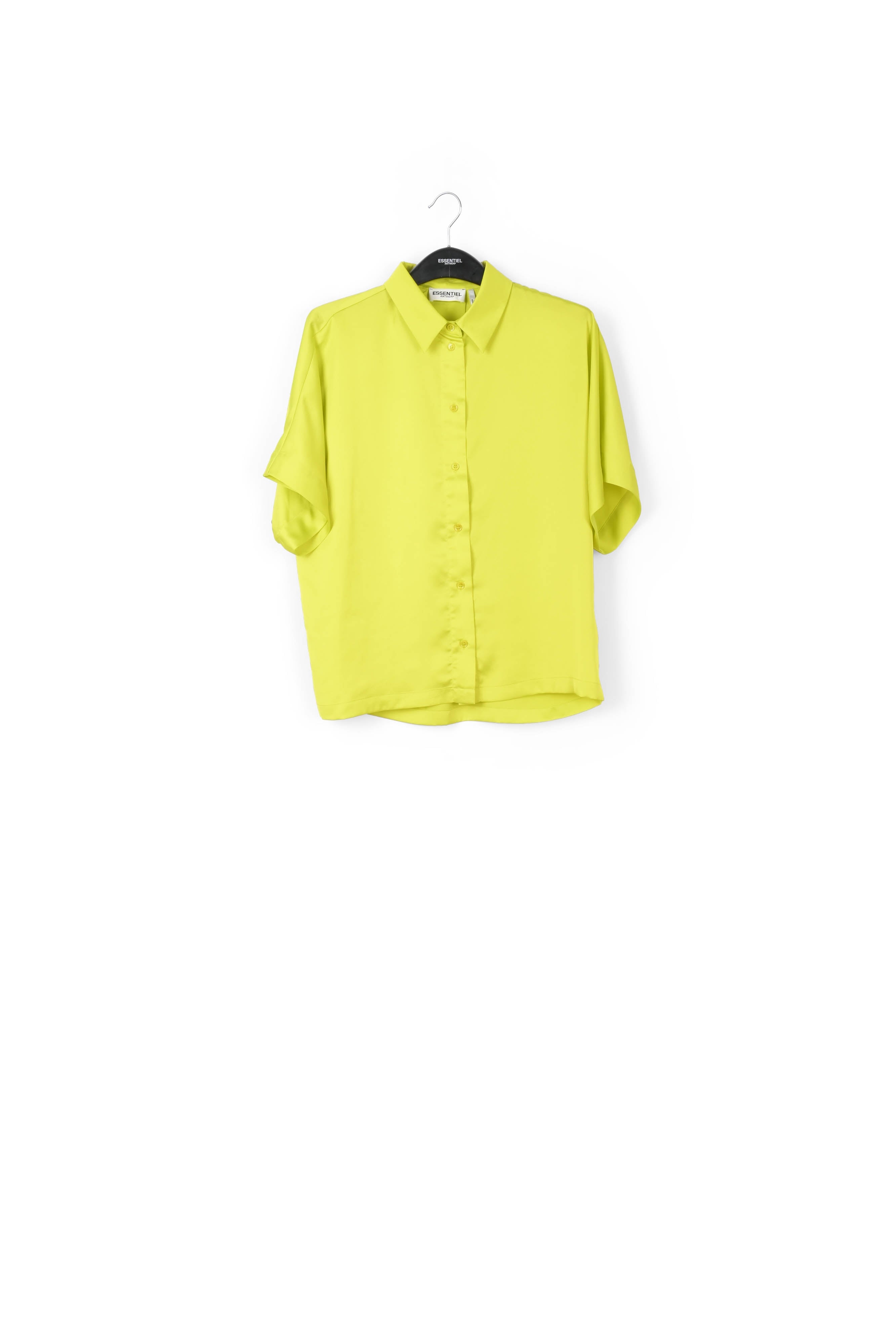 Lime green abstract-printed satin shirt RE—SSENTIEL | Essentiel second hand