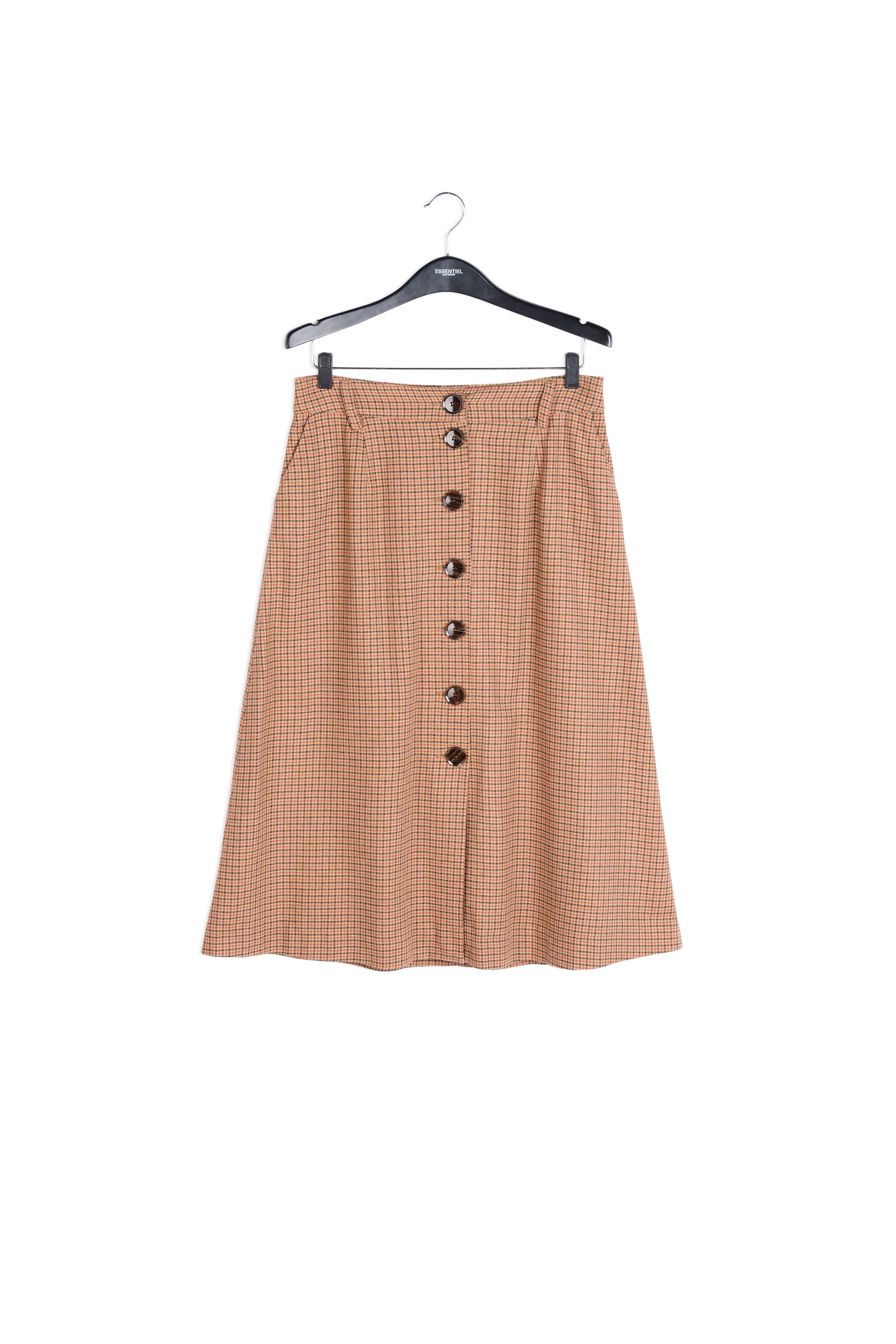 Brown check midi-length skirt RE—SSENTIEL | Essentiel second hand