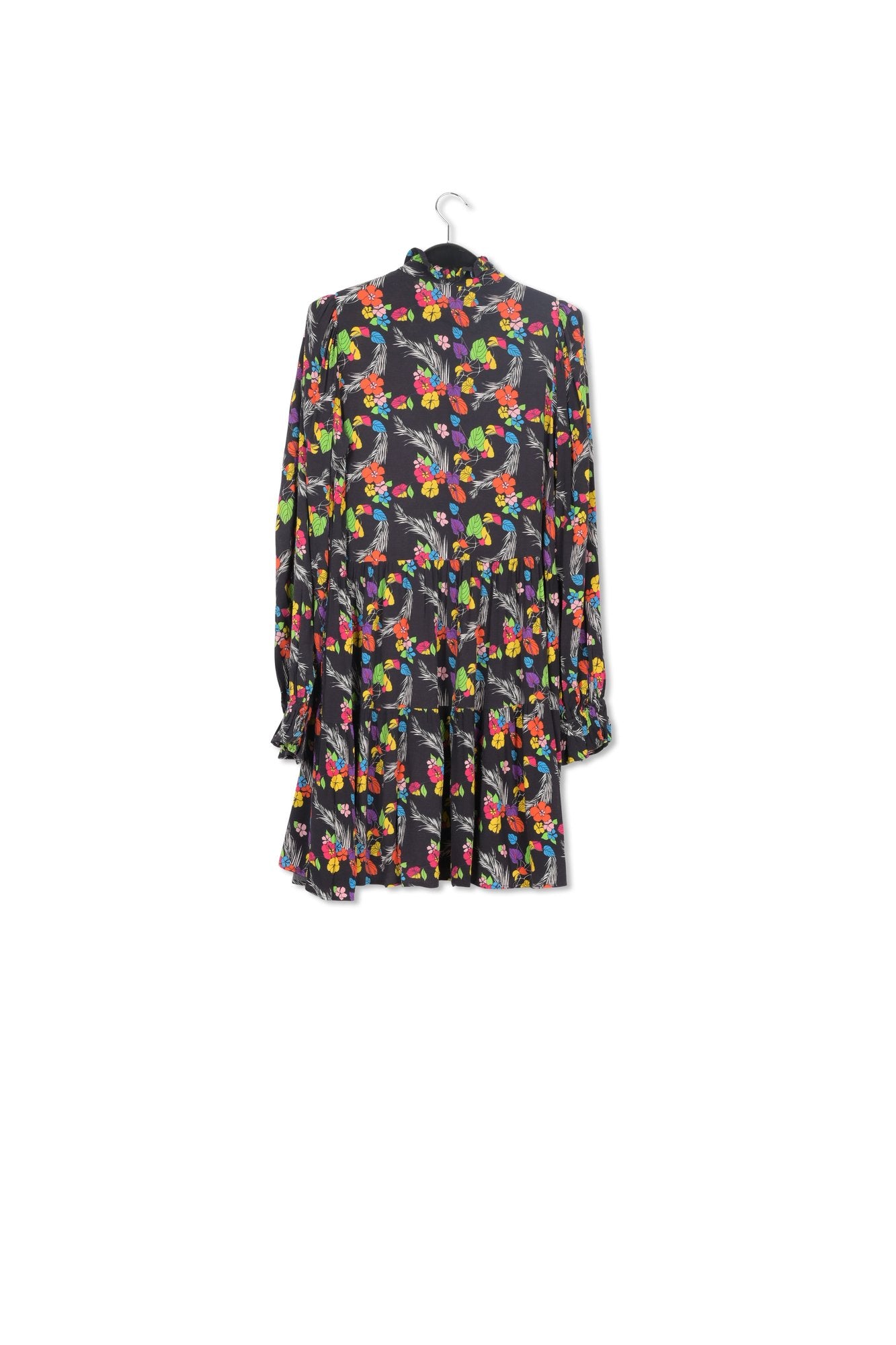 Black tropical print mini dress RE—SSENTIEL | Essentiel second hand