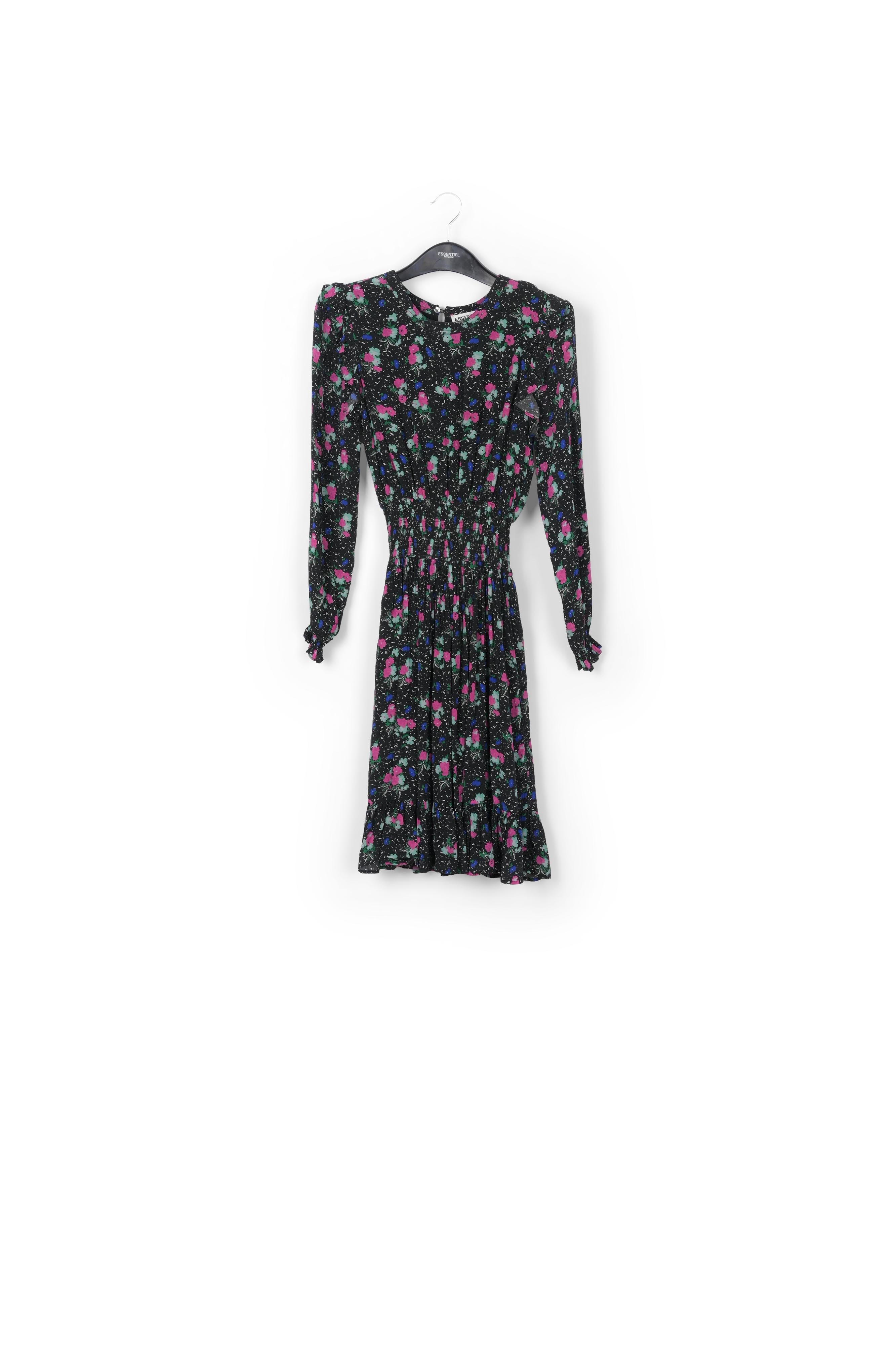 Black floral-print midi dress RE—SSENTIEL | Essentiel second hand