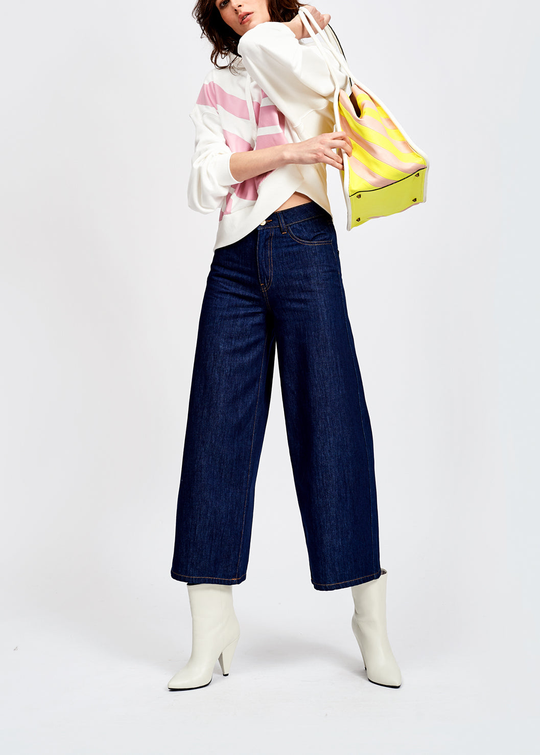 Dark blue cropped wide-leg jeans RE—SSENTIEL | Essentiel second hand
