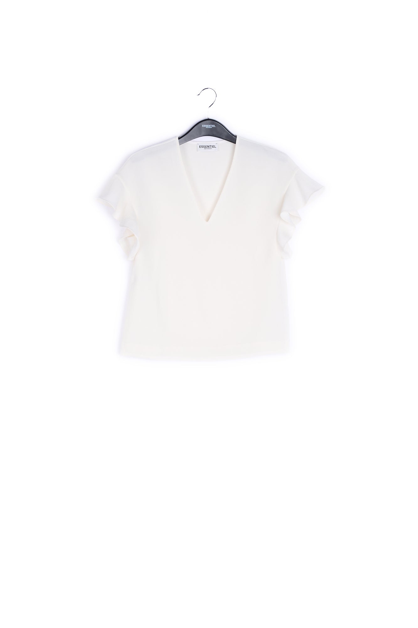 Orange and red floral print top with ruffled sleeves RE—SSENTIEL | Essentiel second hand