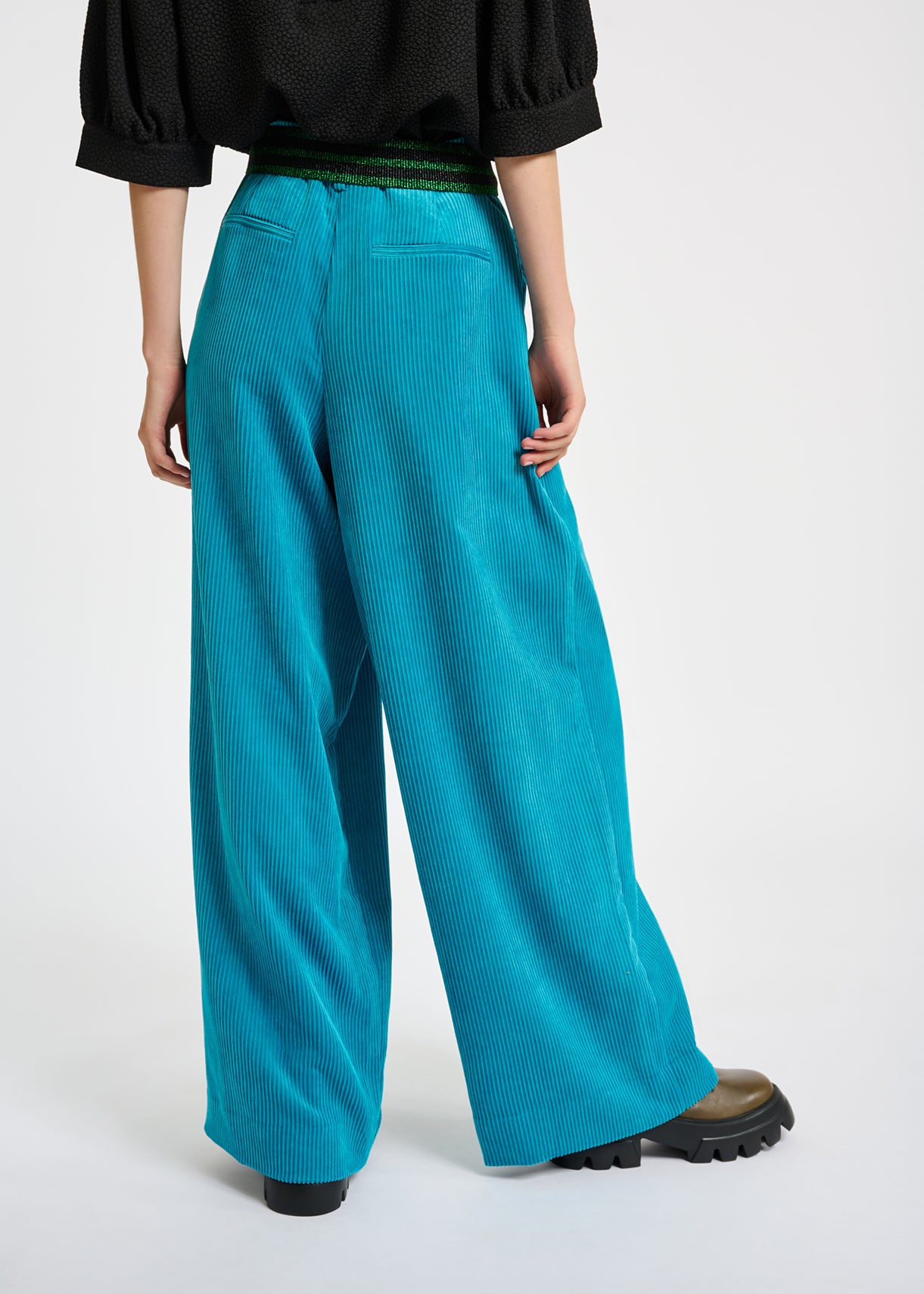 Blue wide-leg corduroy pants RE—SSENTIEL | Essentiel second hand