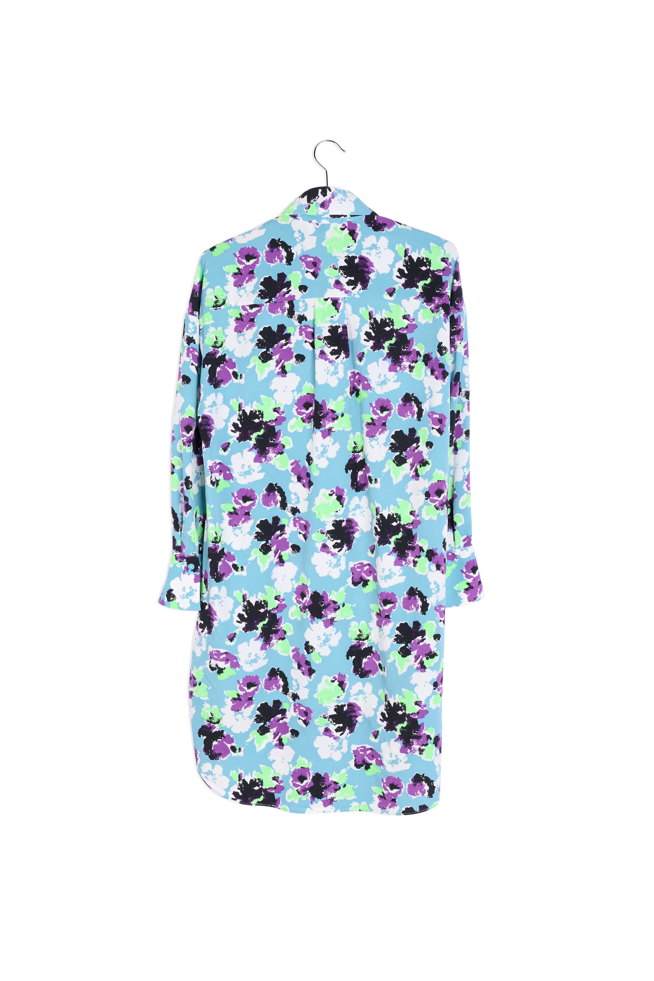 Lichtblauwe mini-hemdjurk met bloemenprint RE—SSENTIEL | Essentiel second hand