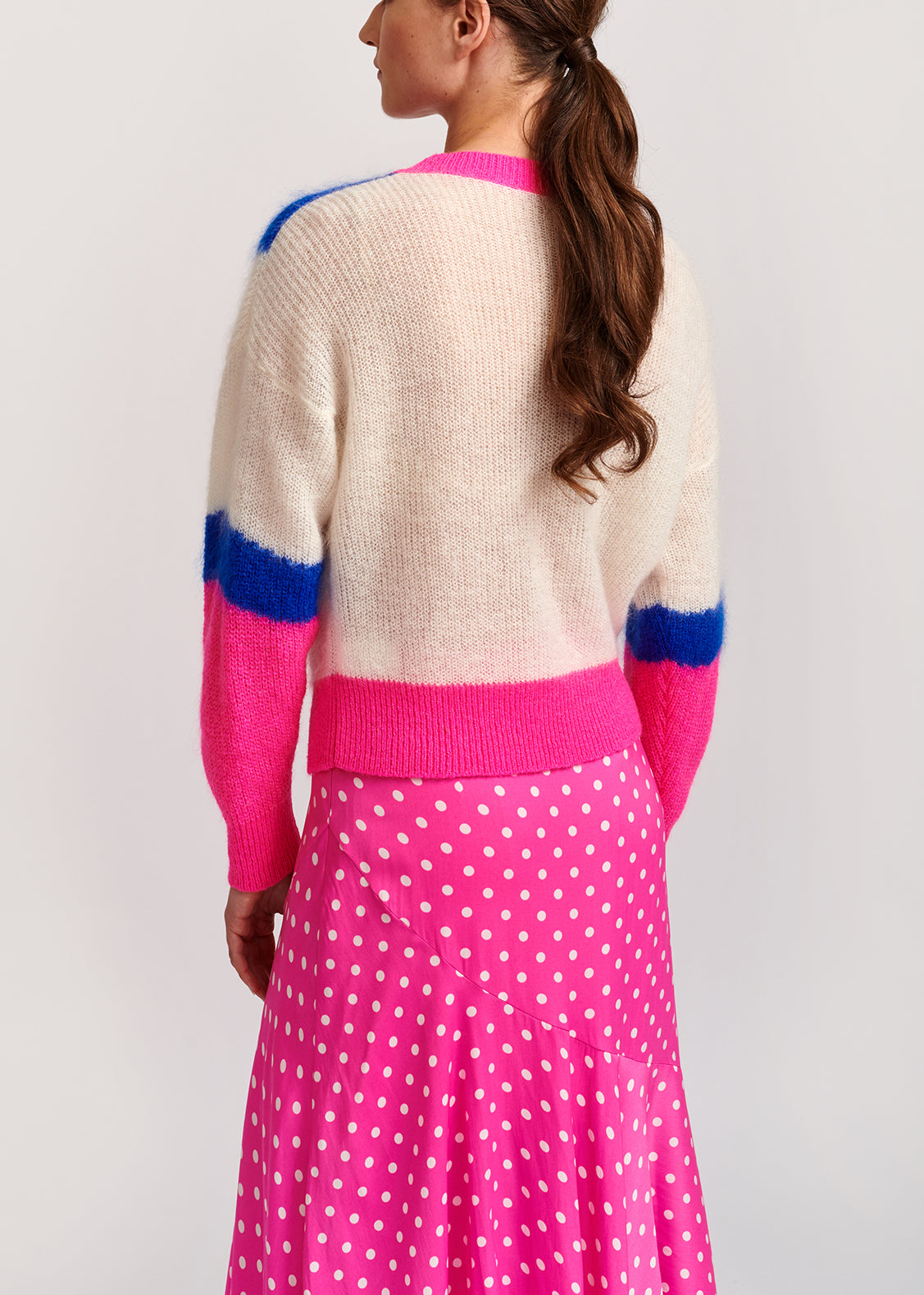 Jupe midi rose fluo à pois RE—SSENTIEL | Essentiel second hand