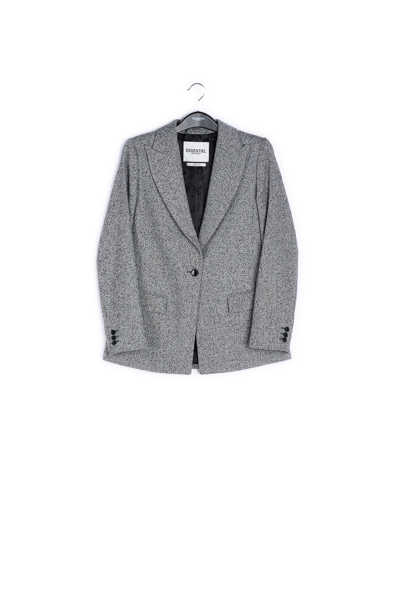 Grey mélange straight-fit blazer RE—SSENTIEL | Essentiel second hand