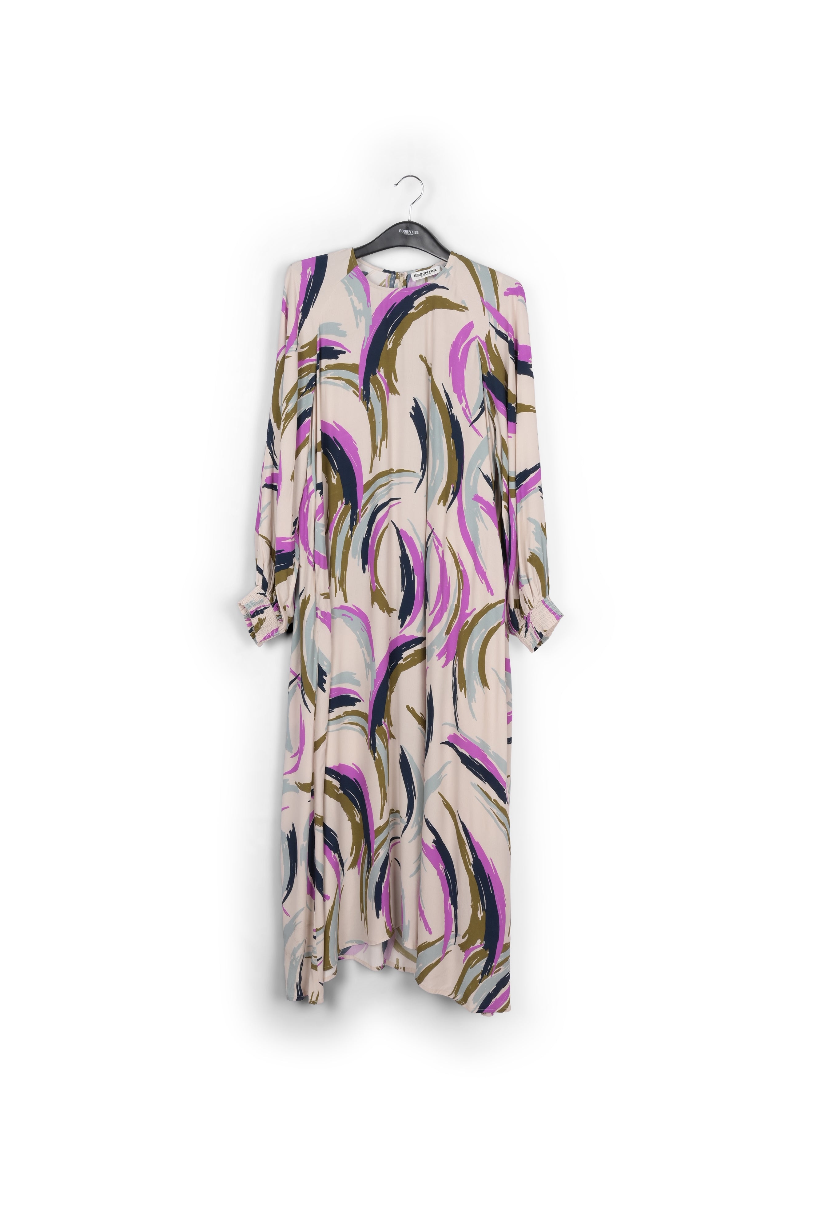 Midi-jurk met veelkleurige abstracte print RE—SSENTIEL | Essentiel second hand