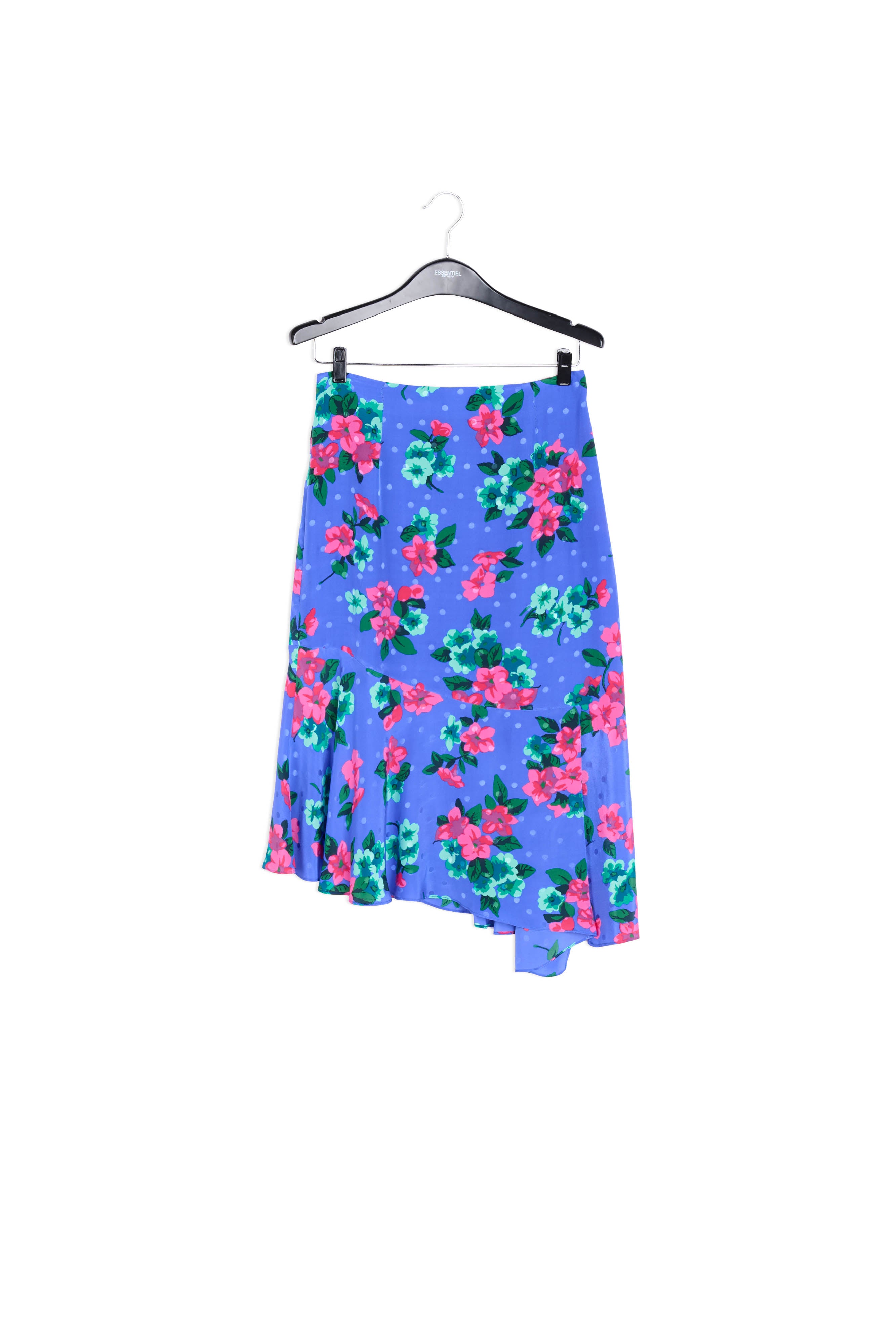 Jupe bleue en soie à fleurs et à pois RE—SSENTIEL | Essentiel second hand