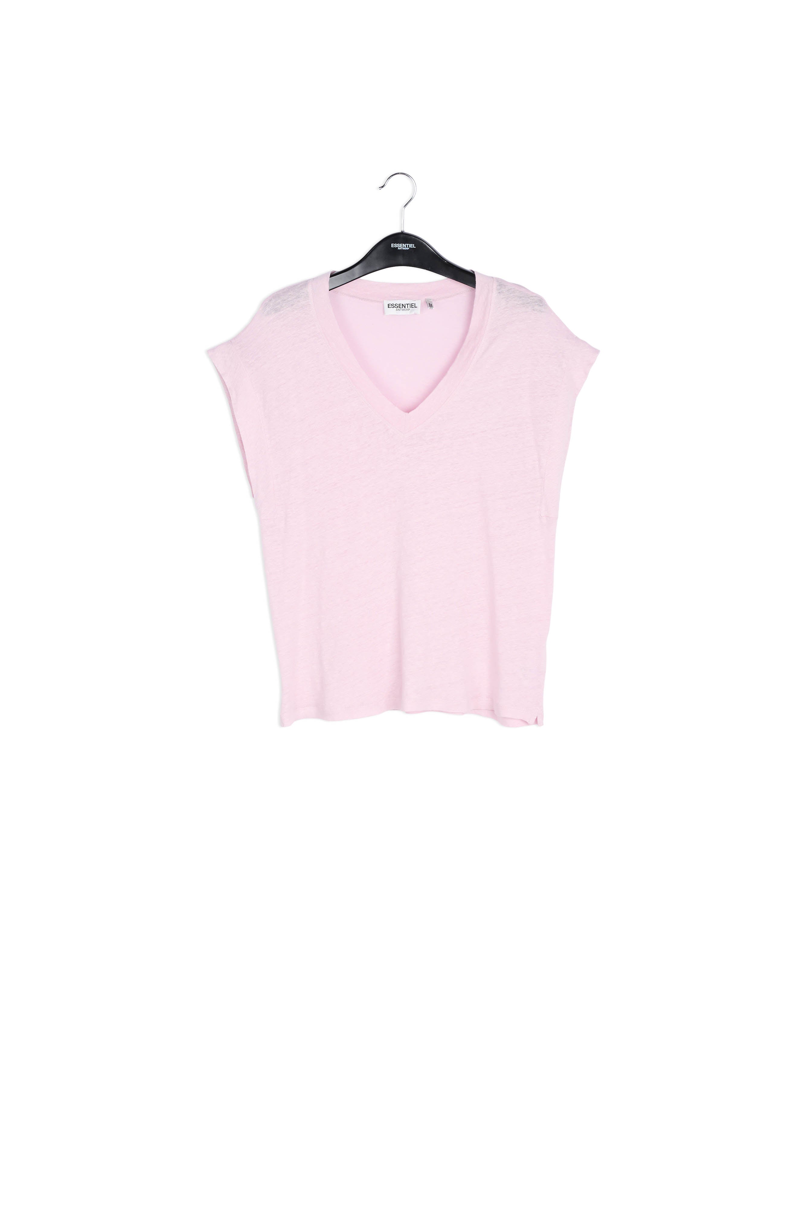 Lilac linen v-neck t-shirt RE—SSENTIEL | Essentiel second hand