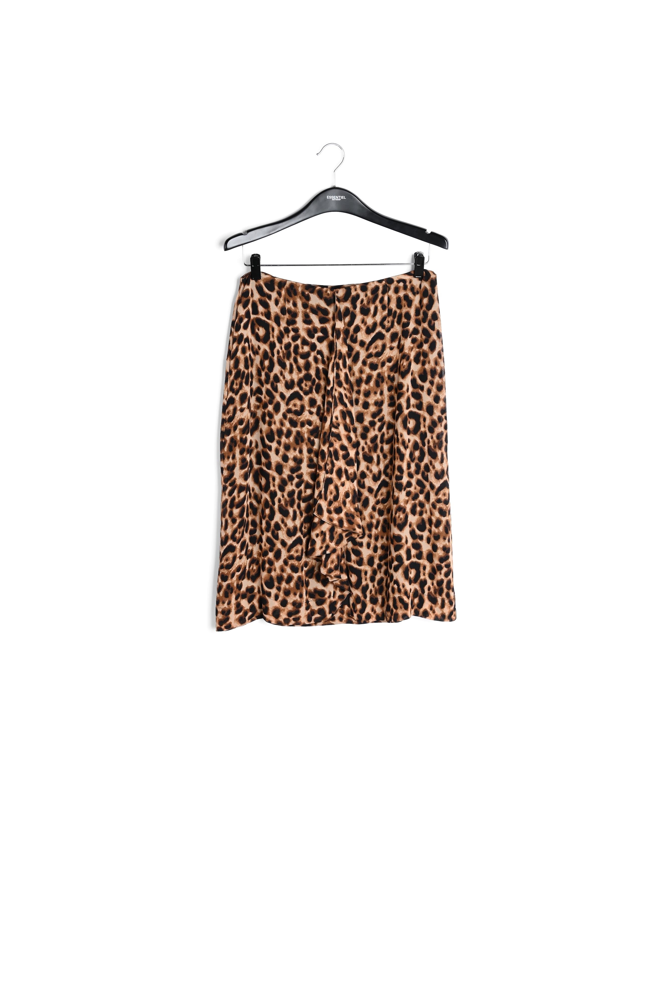 Jupe brune mi-longue à imprimé léopard RE—SSENTIEL | Essentiel second hand