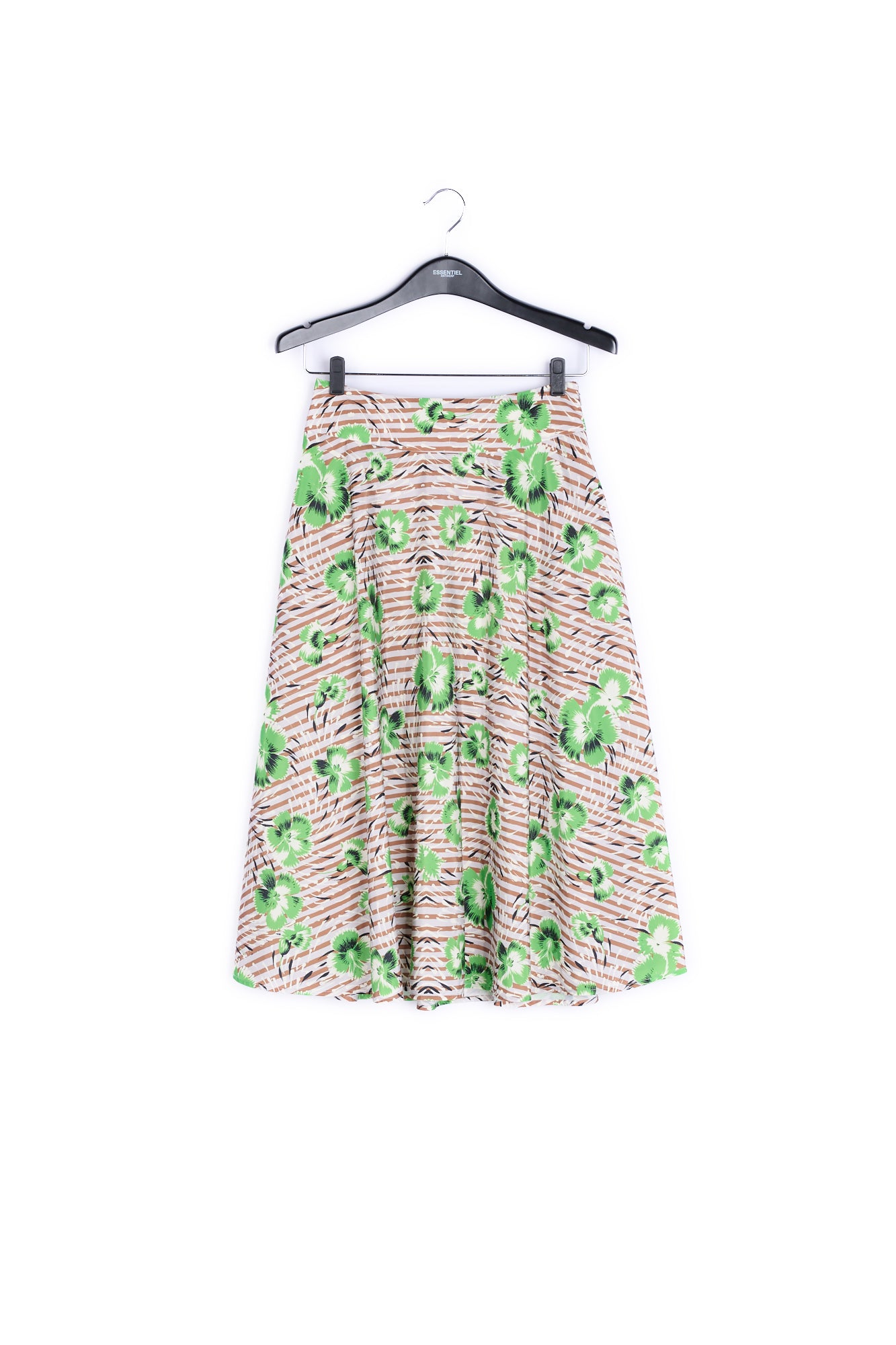 Stripe and green floral print A-line skirt RE—SSENTIEL | Essentiel second hand