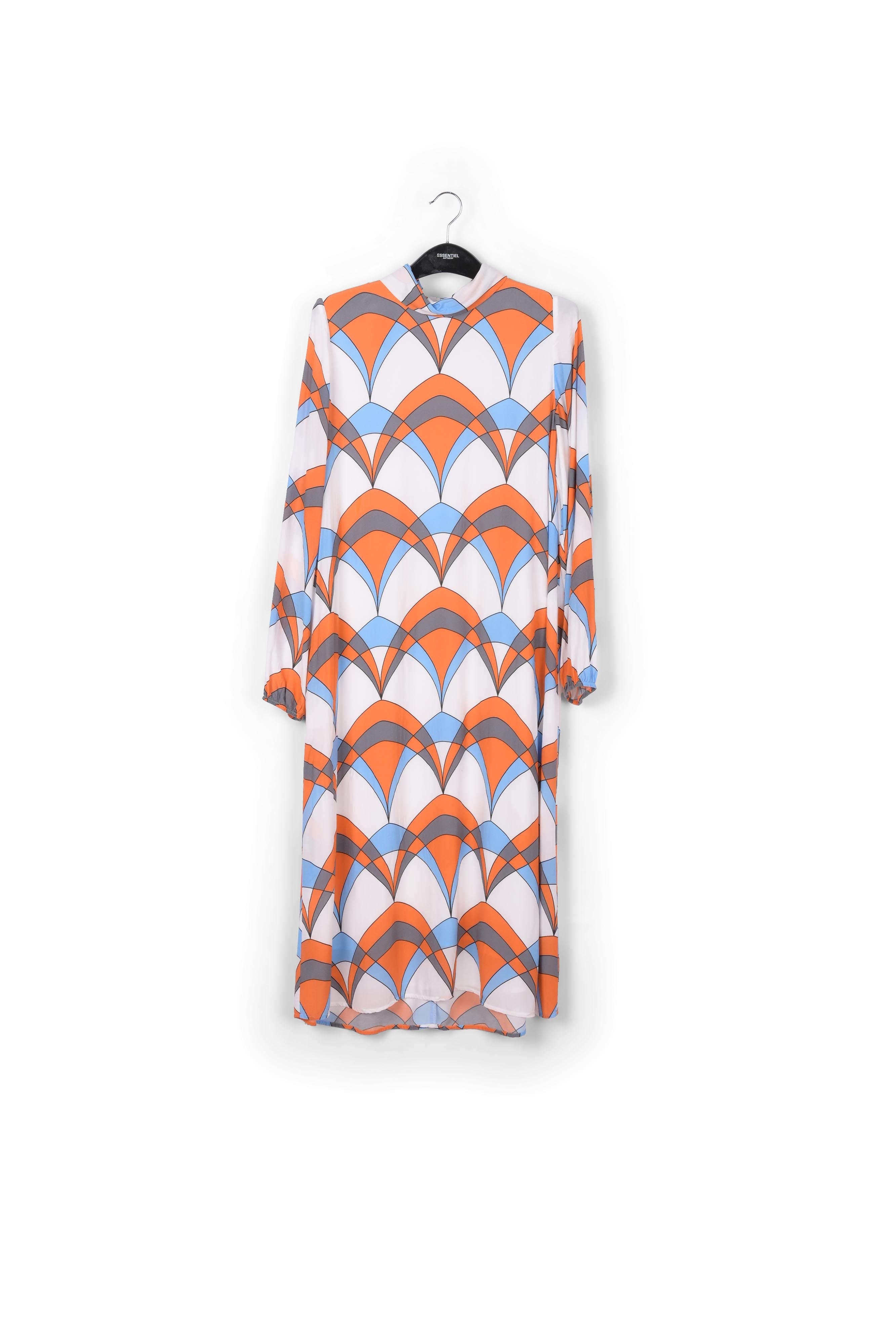 Robe blanc cassé à imprimé graphique et nœud lavallière RE—SSENTIEL | Essentiel second hand