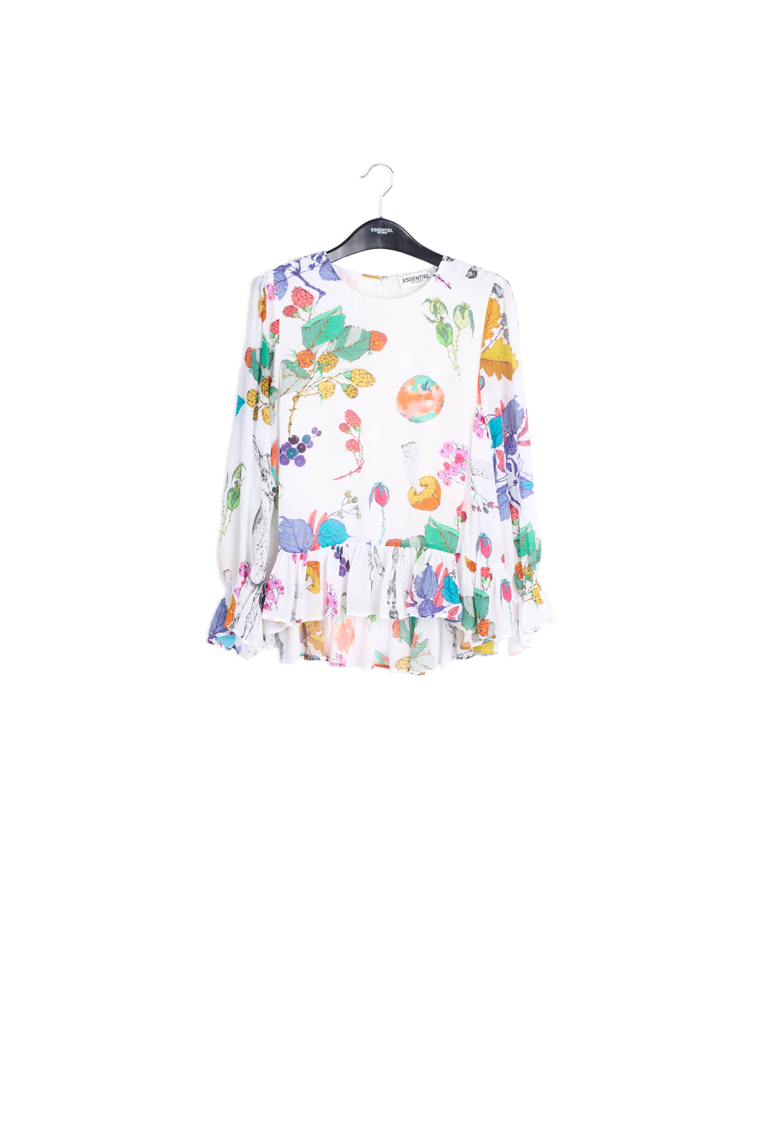 Blouse à imprimé nature sur fond blanc cassé RE—SSENTIEL | Essentiel second hand