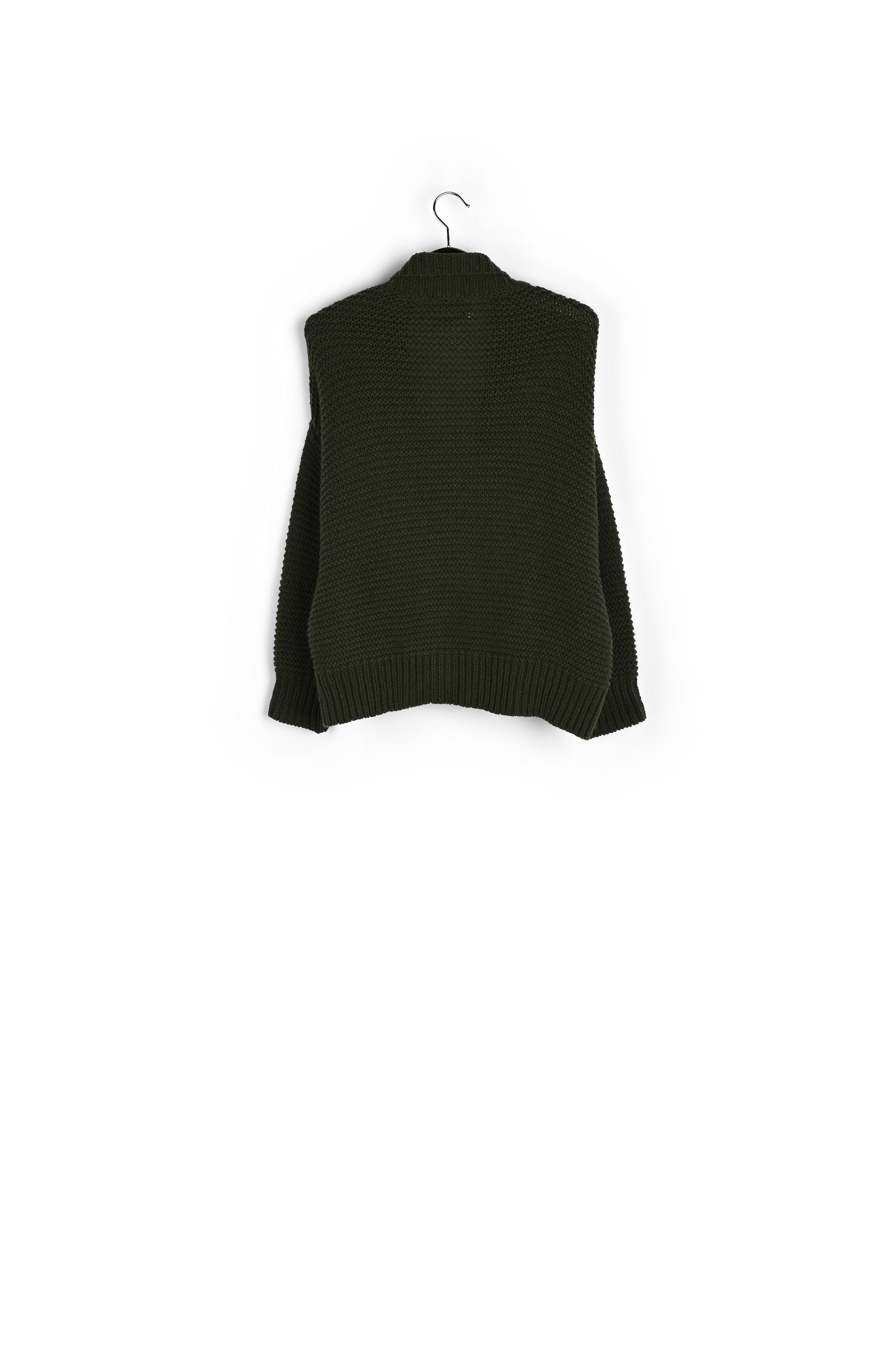 Pine green big sleeves knit cardigan RE—SSENTIEL | Essentiel second hand