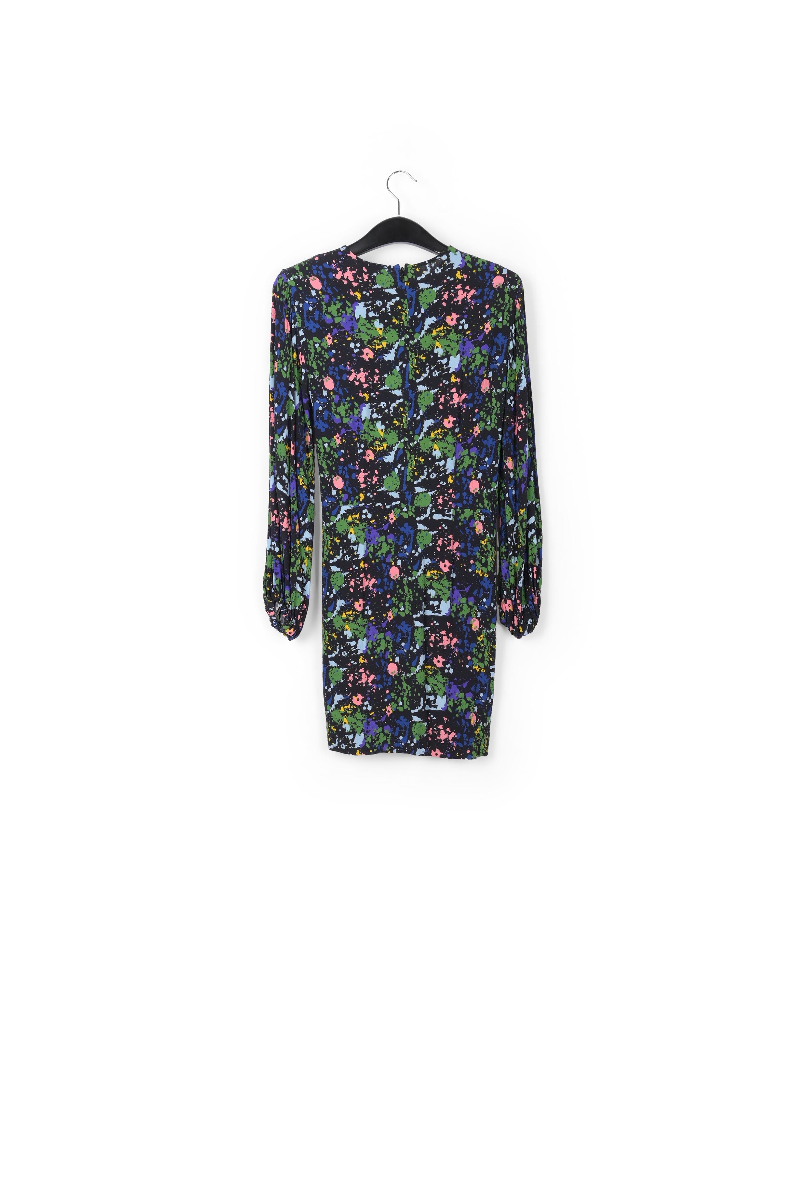 Mini-robe noire et bleue fleurie à taille cintrée RE—SSENTIEL | Essentiel second hand