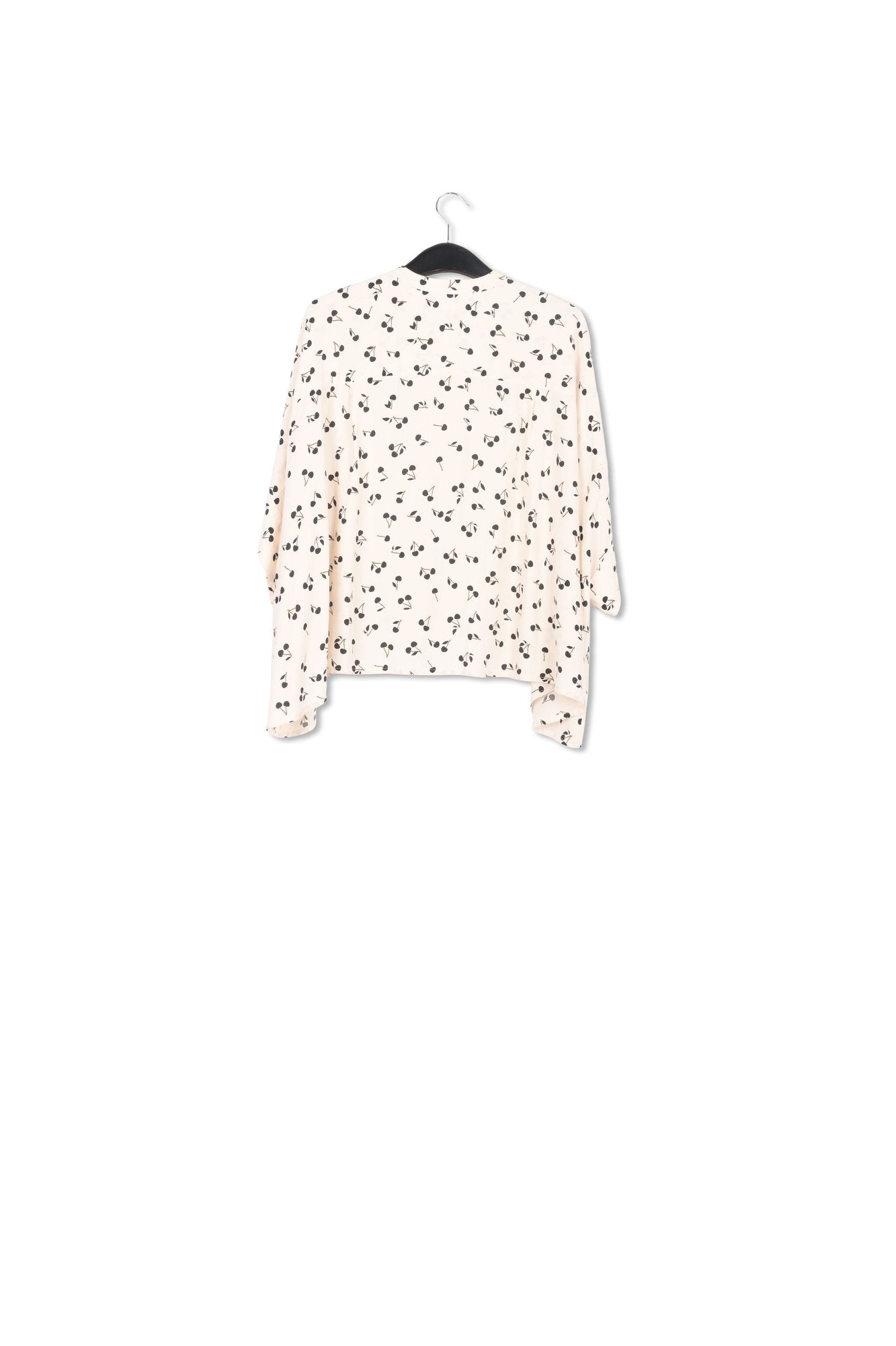 Off-white oversized top with black cherries motif RE—SSENTIEL | Essentiel second hand