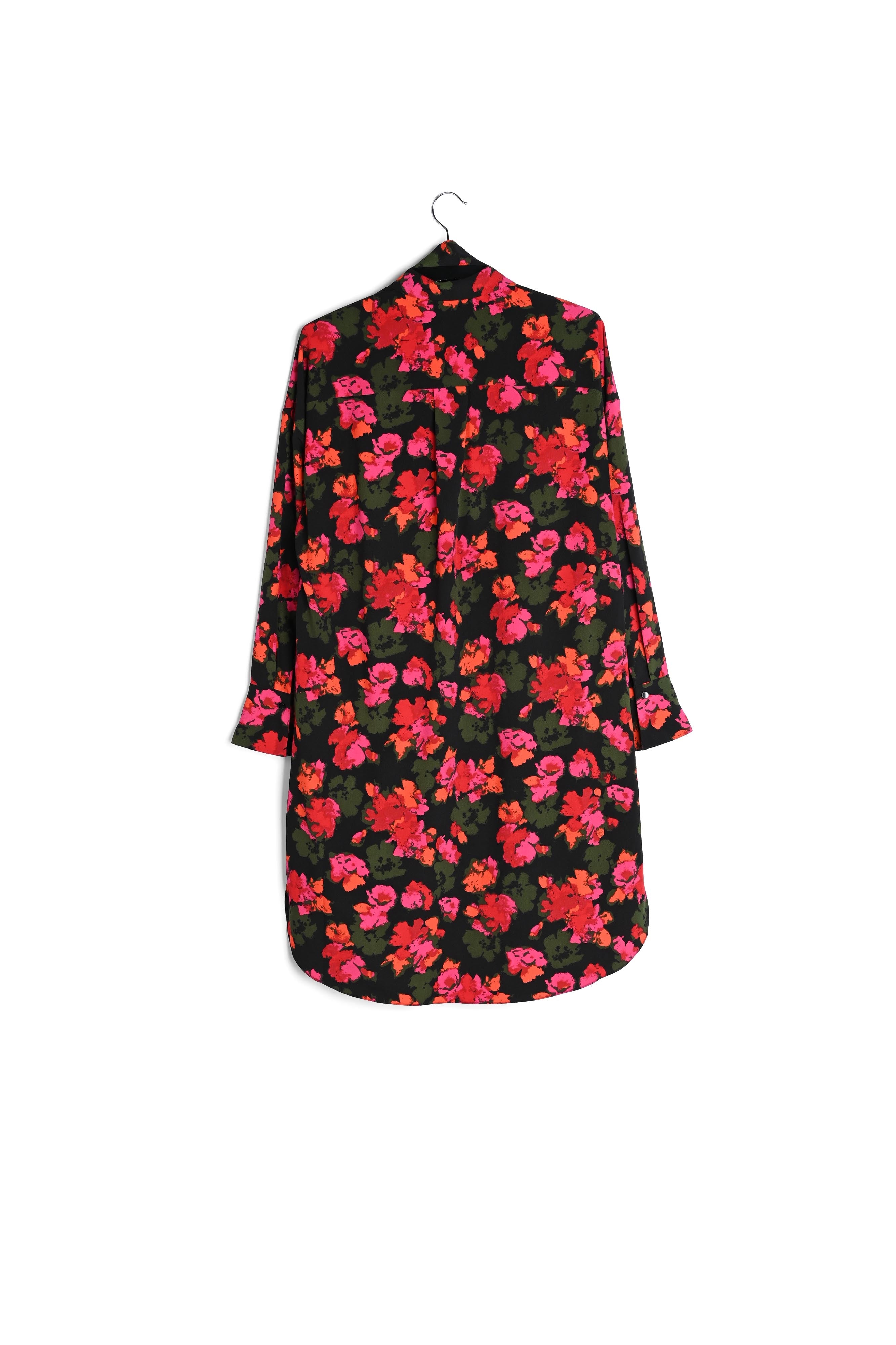 Midi-hemdjurk met zwart en rode bloemenprint RE—SSENTIEL | Essentiel second hand