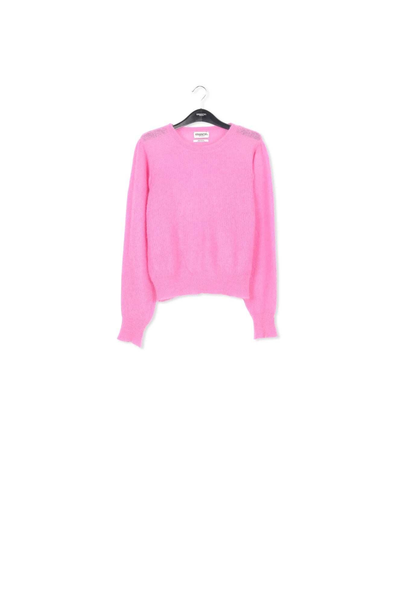 Neon pink mohair-blend knit sweater with puffed shoulders RE—SSENTIEL | Essentiel second hand