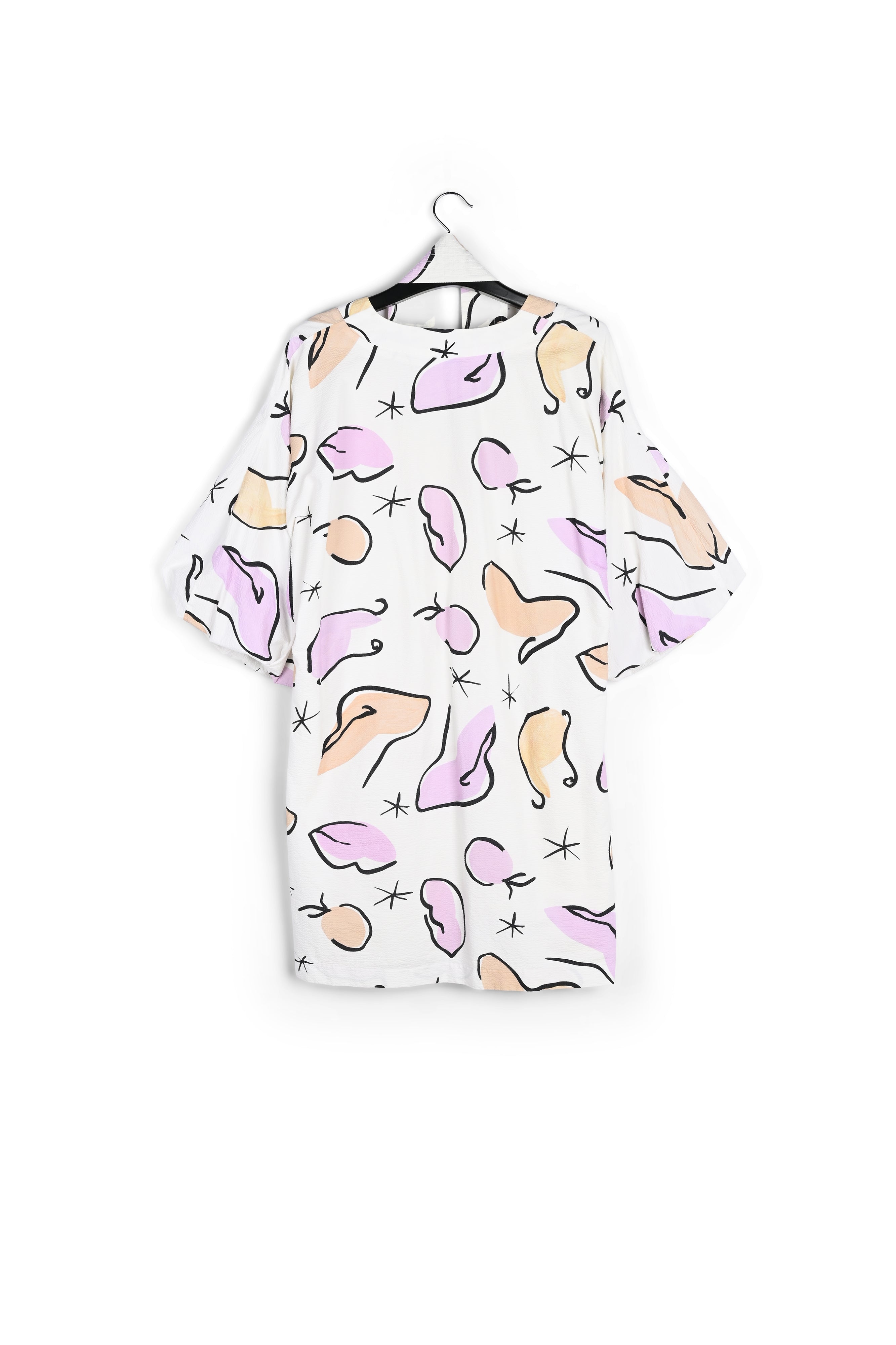 Witte mini-jurk met abstracte print RE—SSENTIEL | Essentiel second hand