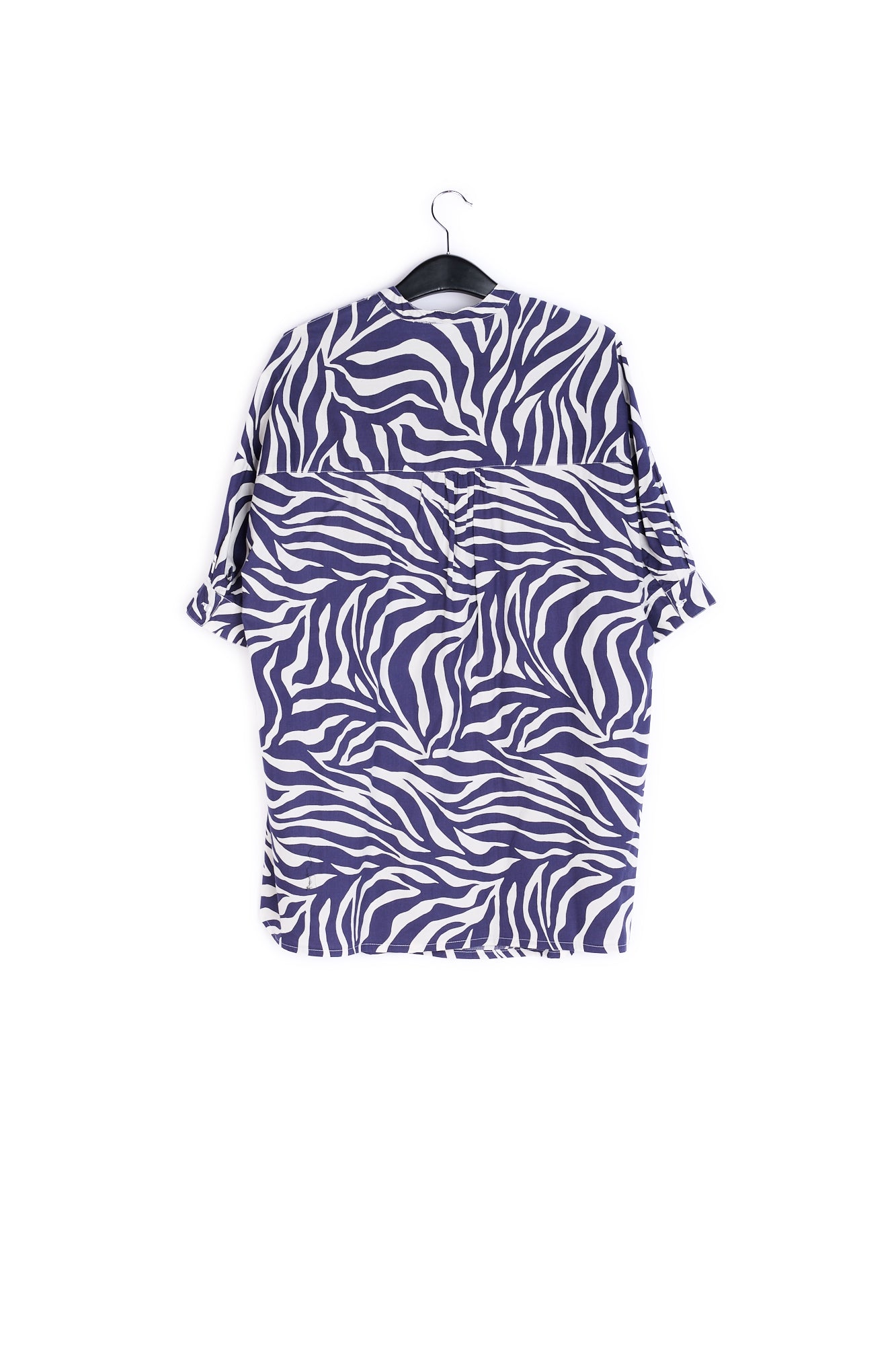 Off-white and navy blue zebra-print cotton shirt dress RE—SSENTIEL | Essentiel second hand