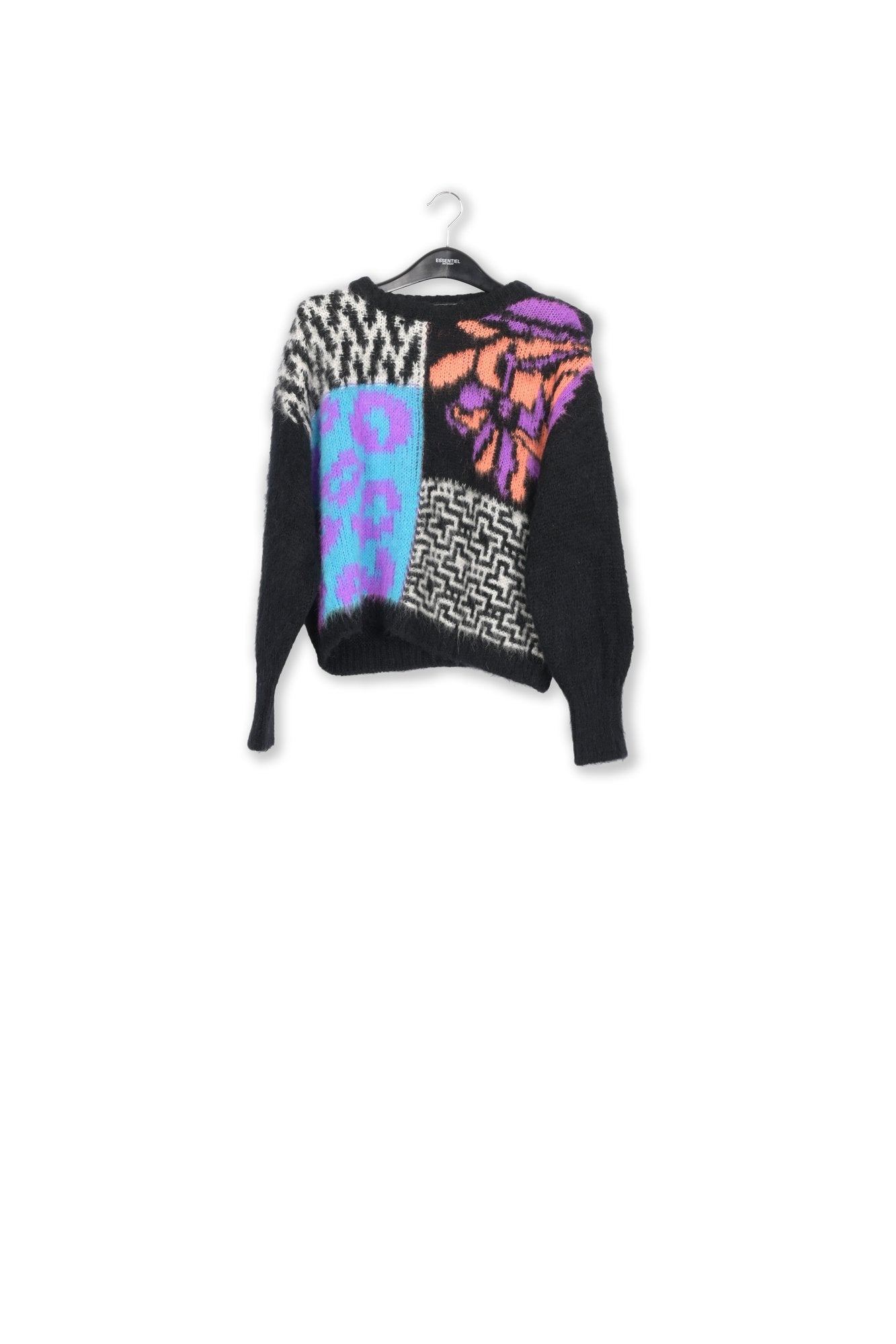 Pull noir en intarsia graphique RE—SSENTIEL | Essentiel second hand