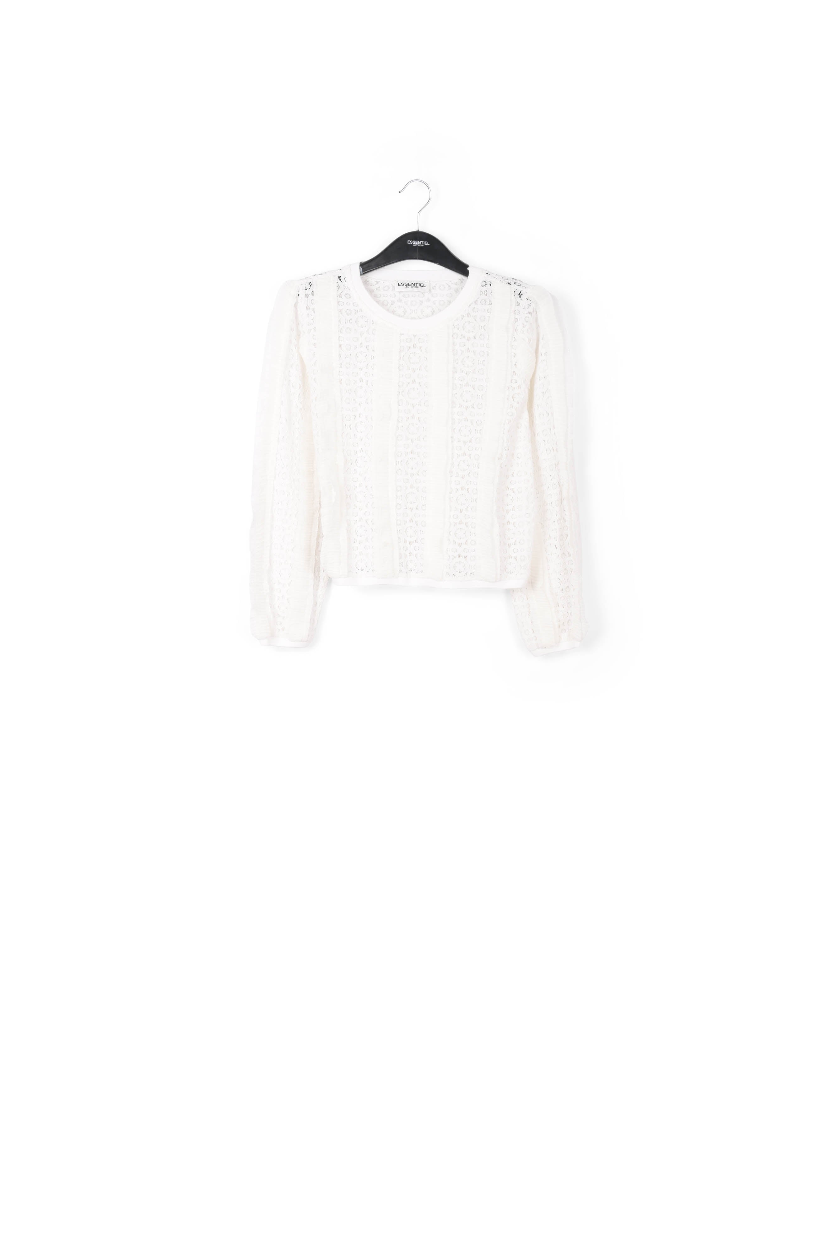 Off-white lace top with ruffles RE—SSENTIEL | Essentiel second hand
