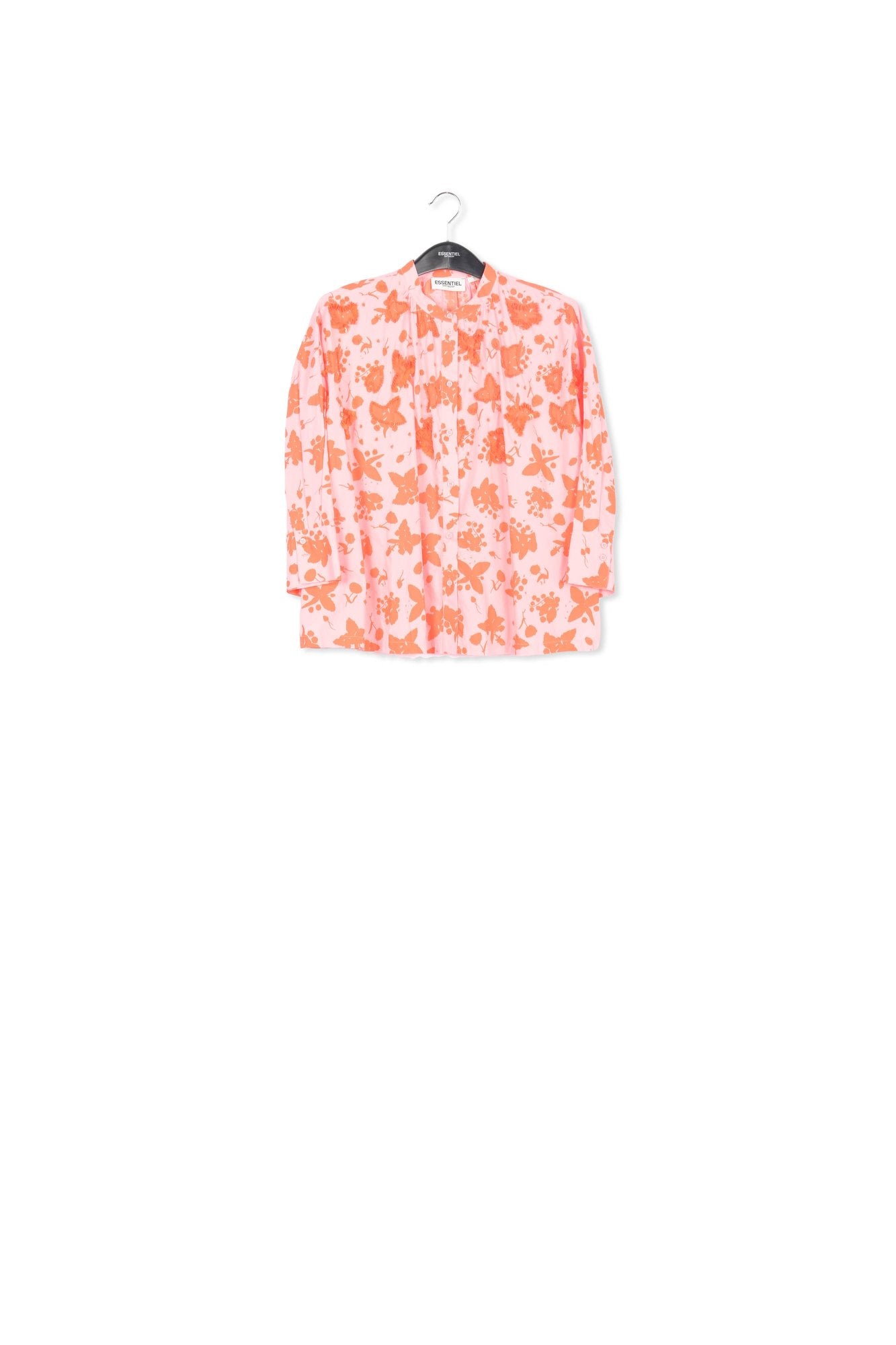 Light pink and red floral print cotton shirt RE—SSENTIEL | Essentiel second hand