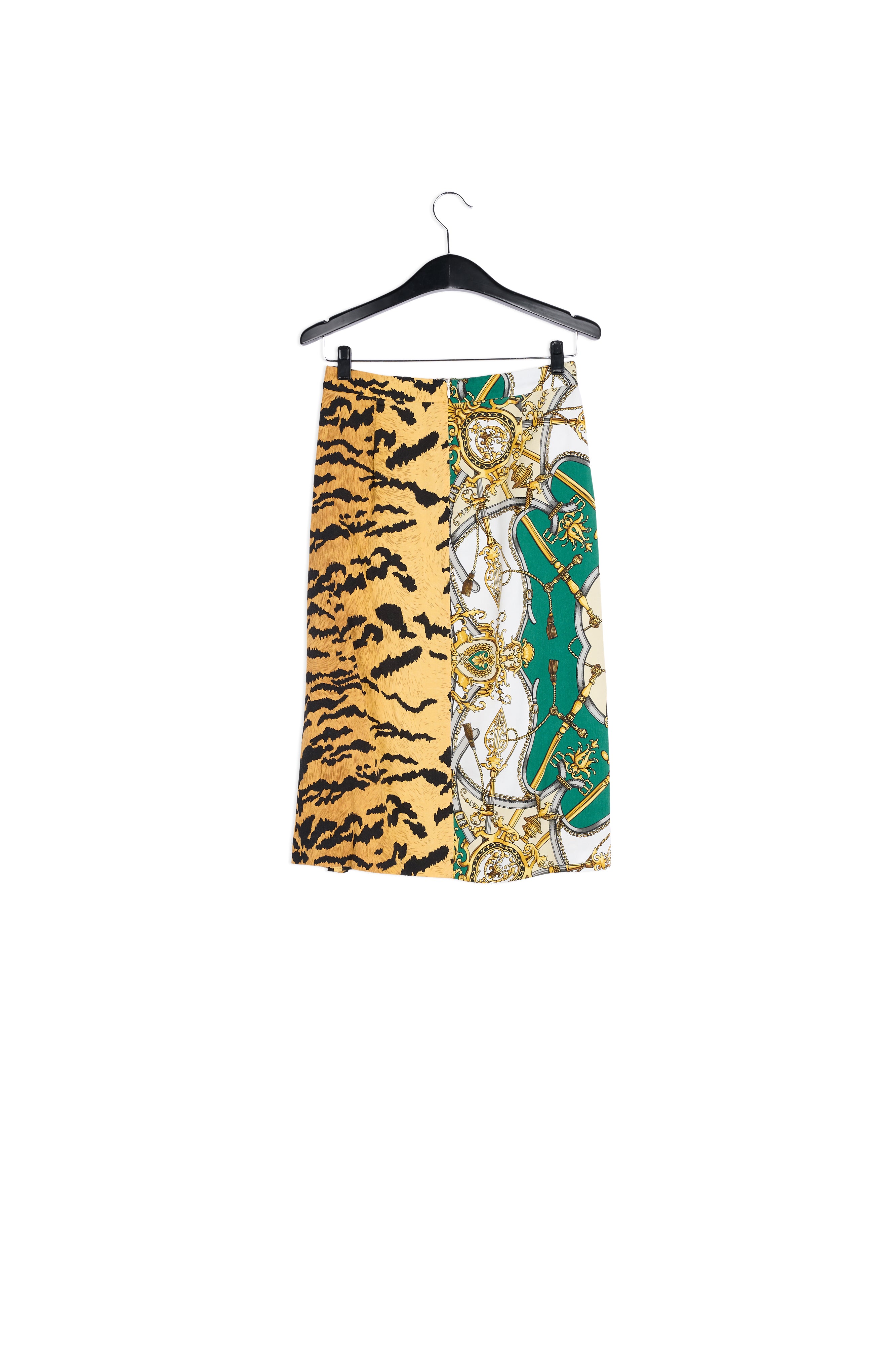 Jupe midi vert bouteille à imprimé tigre RE—SSENTIEL | Essentiel second hand