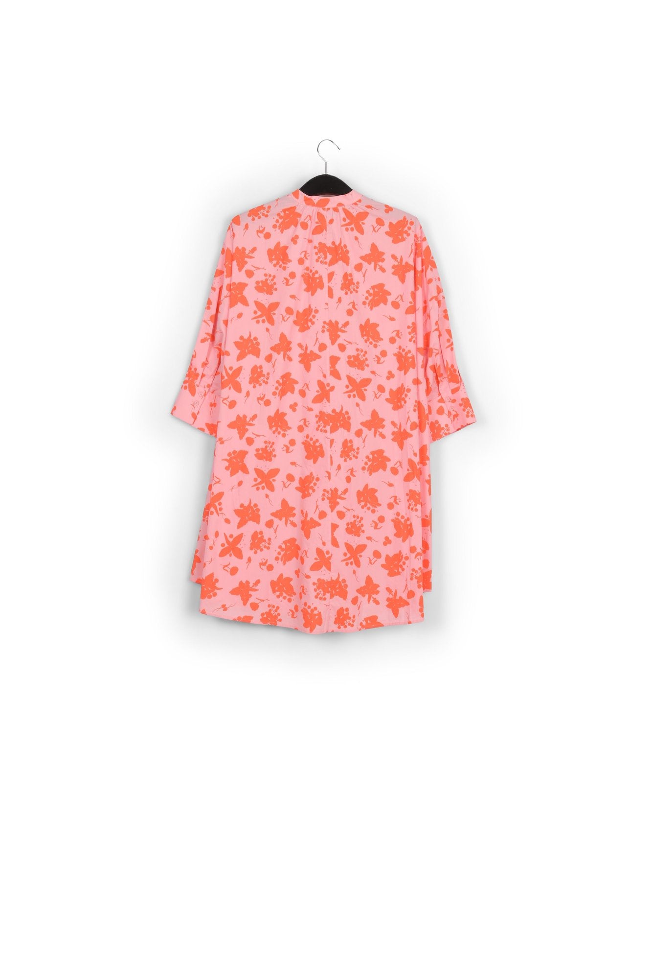 Light pink and red floral print knee-length shirt dress RE—SSENTIEL | Essentiel second hand