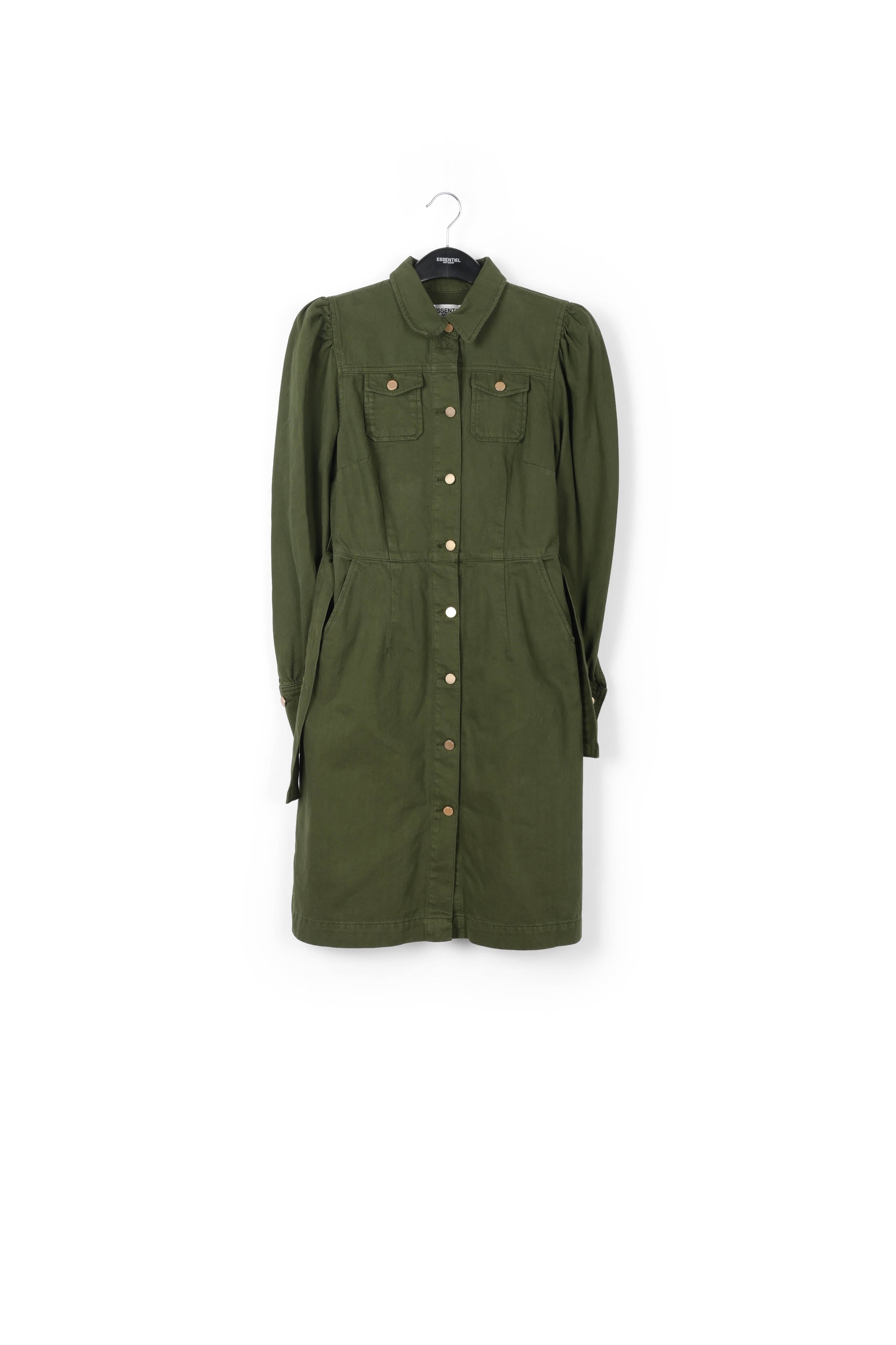 Pine green denim shirt dress RE—SSENTIEL | Essentiel second hand