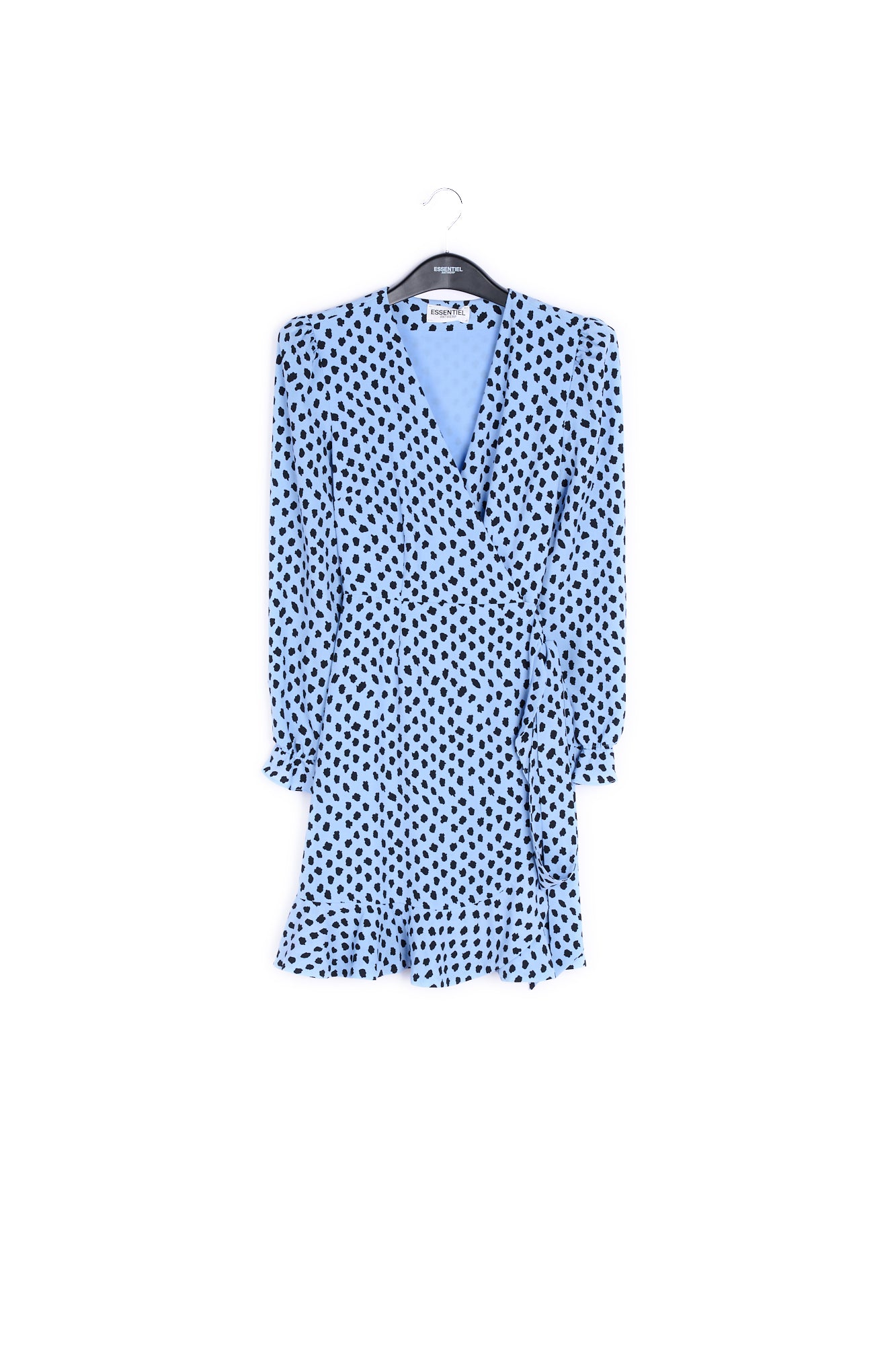 Light blue polka dot wrap mini dress RE—SSENTIEL | Essentiel second hand