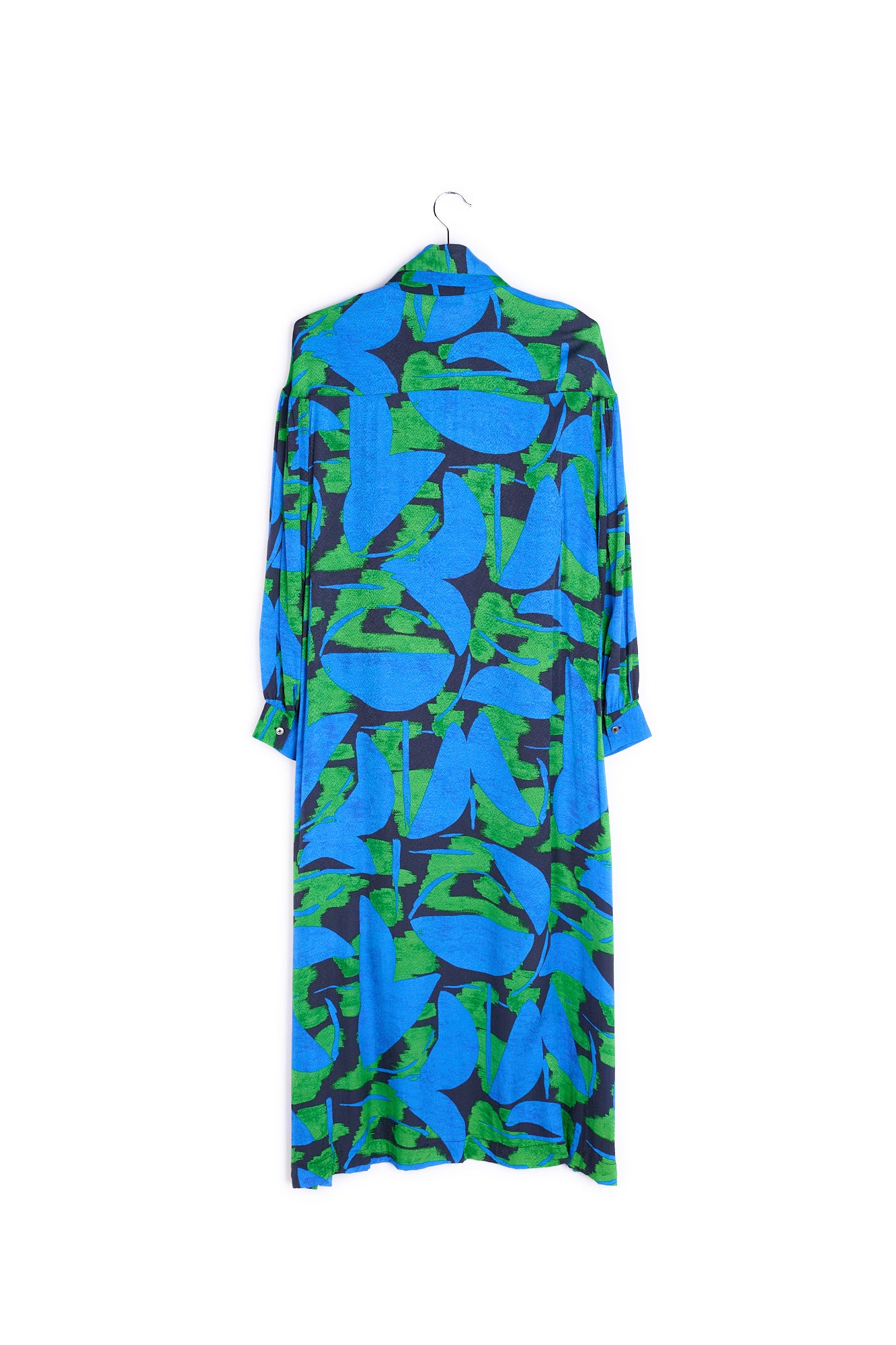 Blue, black and green abstract print midi dress RE—SSENTIEL | Essentiel second hand