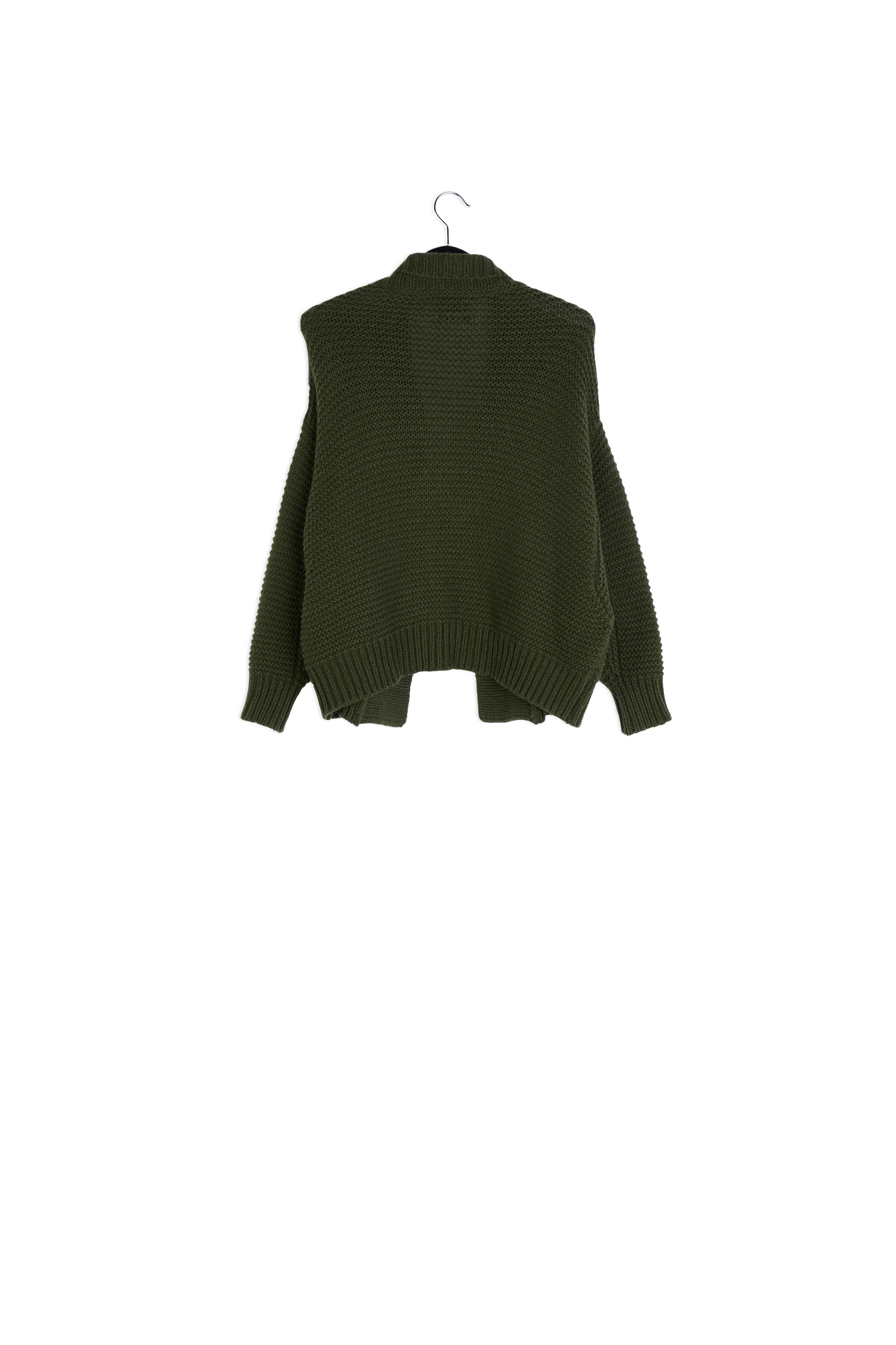 Pine green big sleeves knit cardigan RE—SSENTIEL | Essentiel second hand