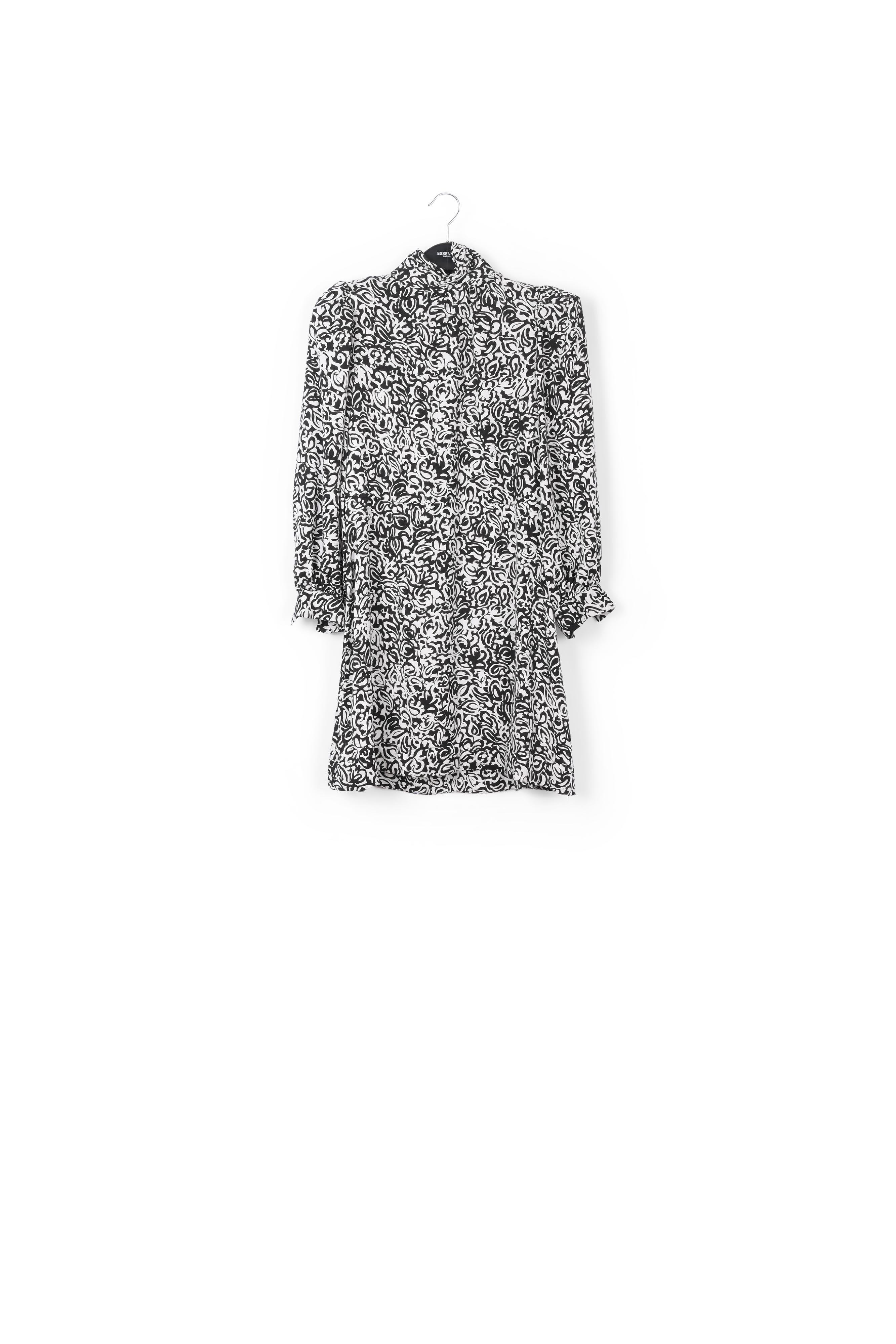 Mini robe à col roulé noire à imprimé panthère RE—SSENTIEL | Essentiel second hand