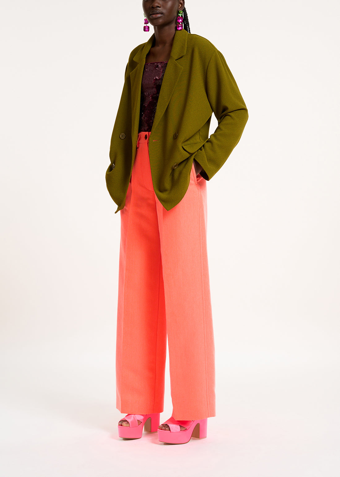 Coral red straight-leg pants RE—SSENTIEL | Essentiel second hand
