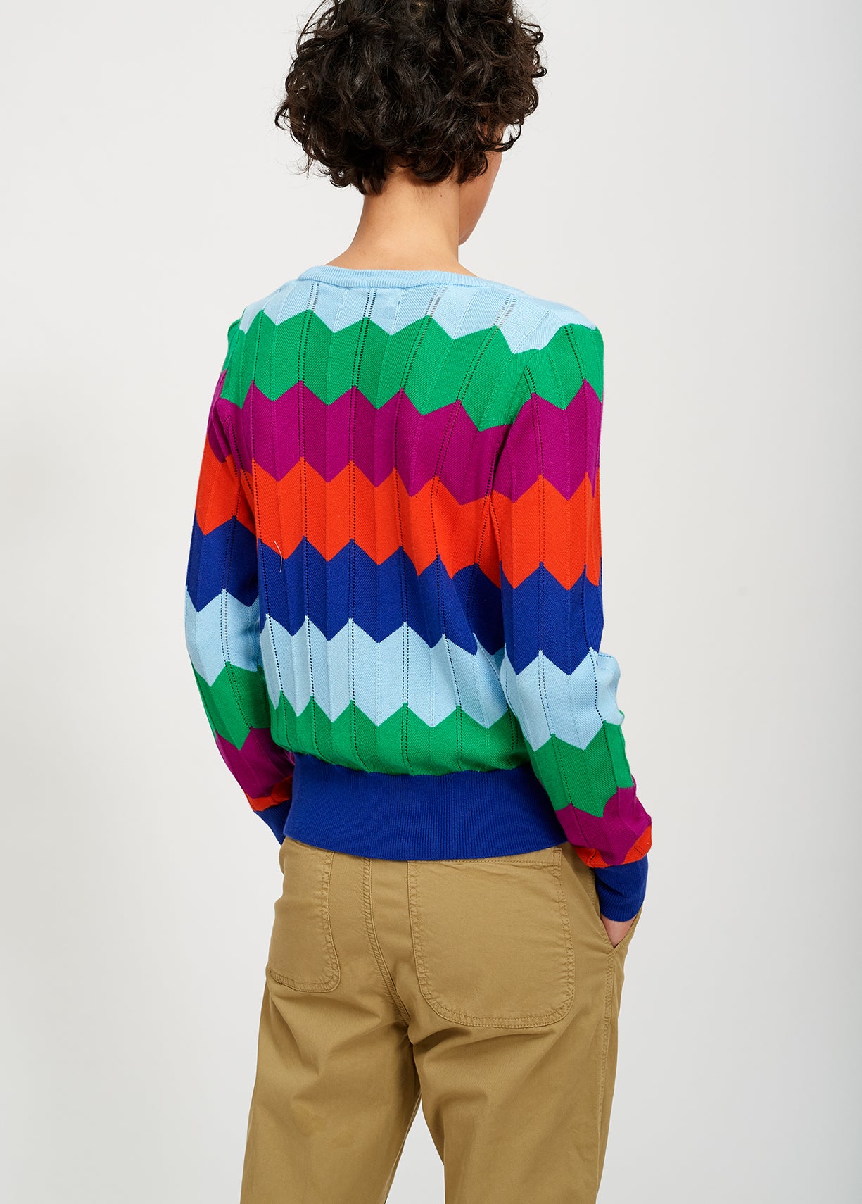 Bright multicolored zigzag pattern knitted jumper RE—SSENTIEL | Essentiel second hand