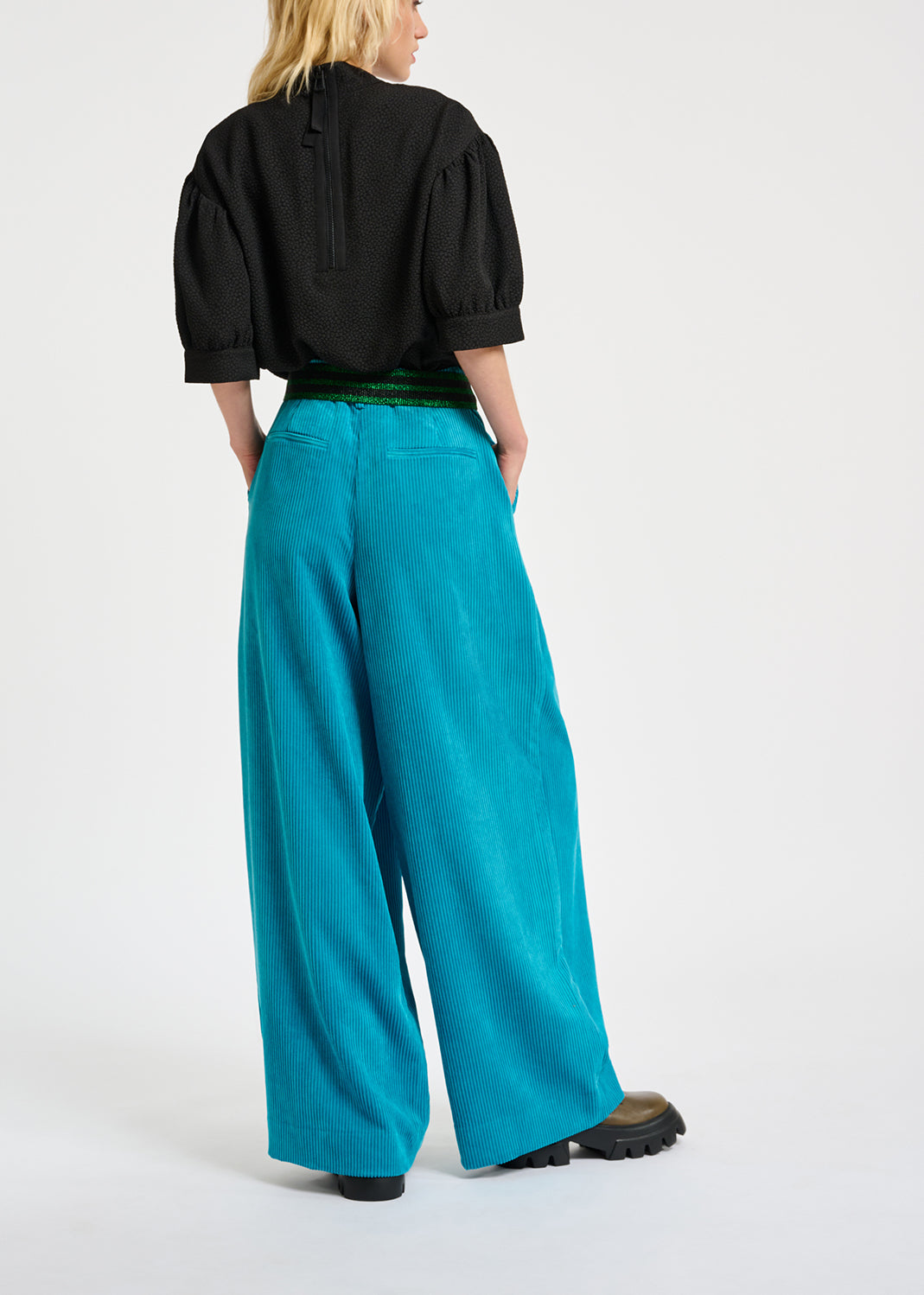 Blue wide-leg corduroy pants RE—SSENTIEL | Essentiel second hand