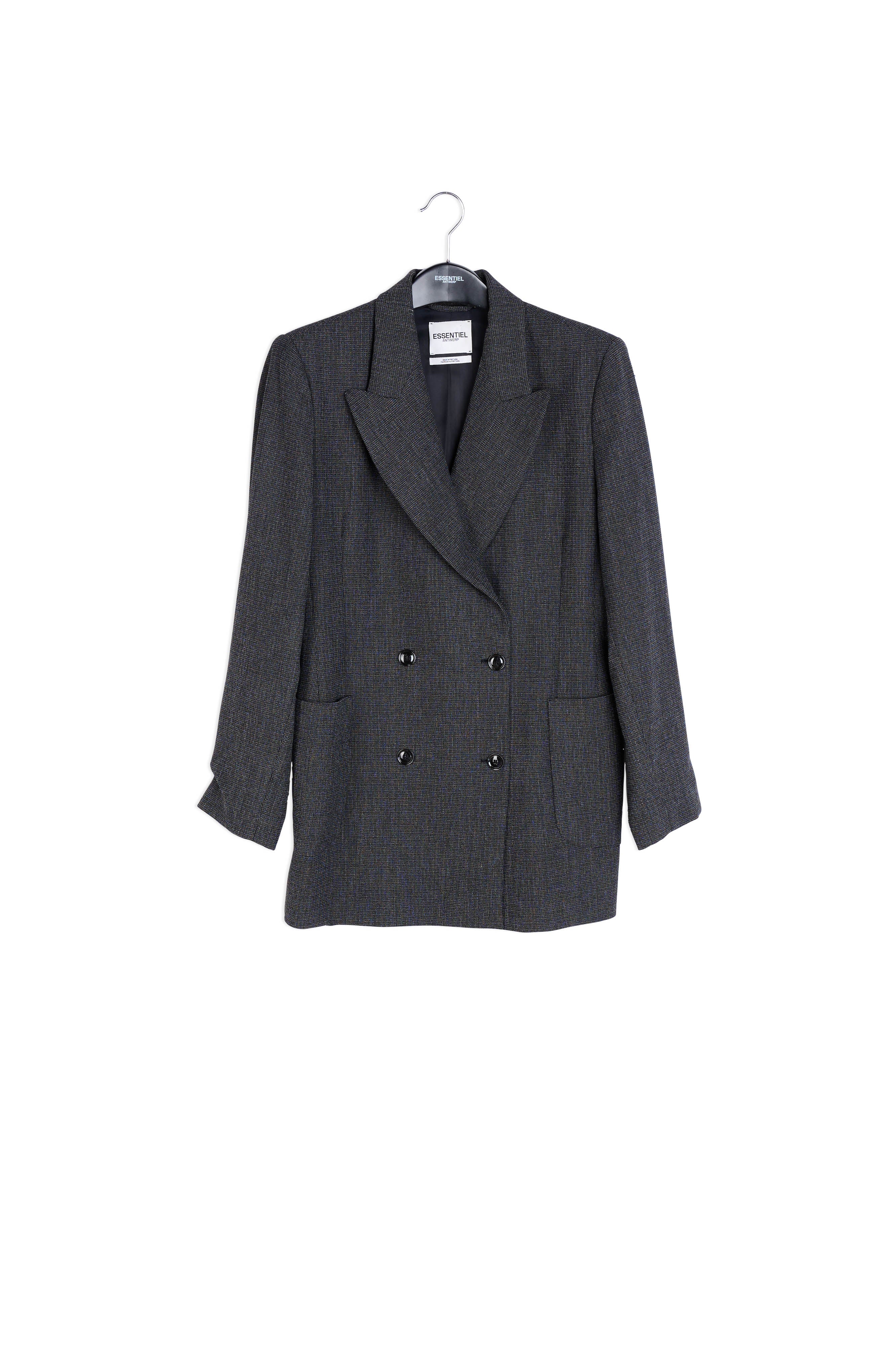Black double-breasted blazer RE—SSENTIEL | Essentiel second hand