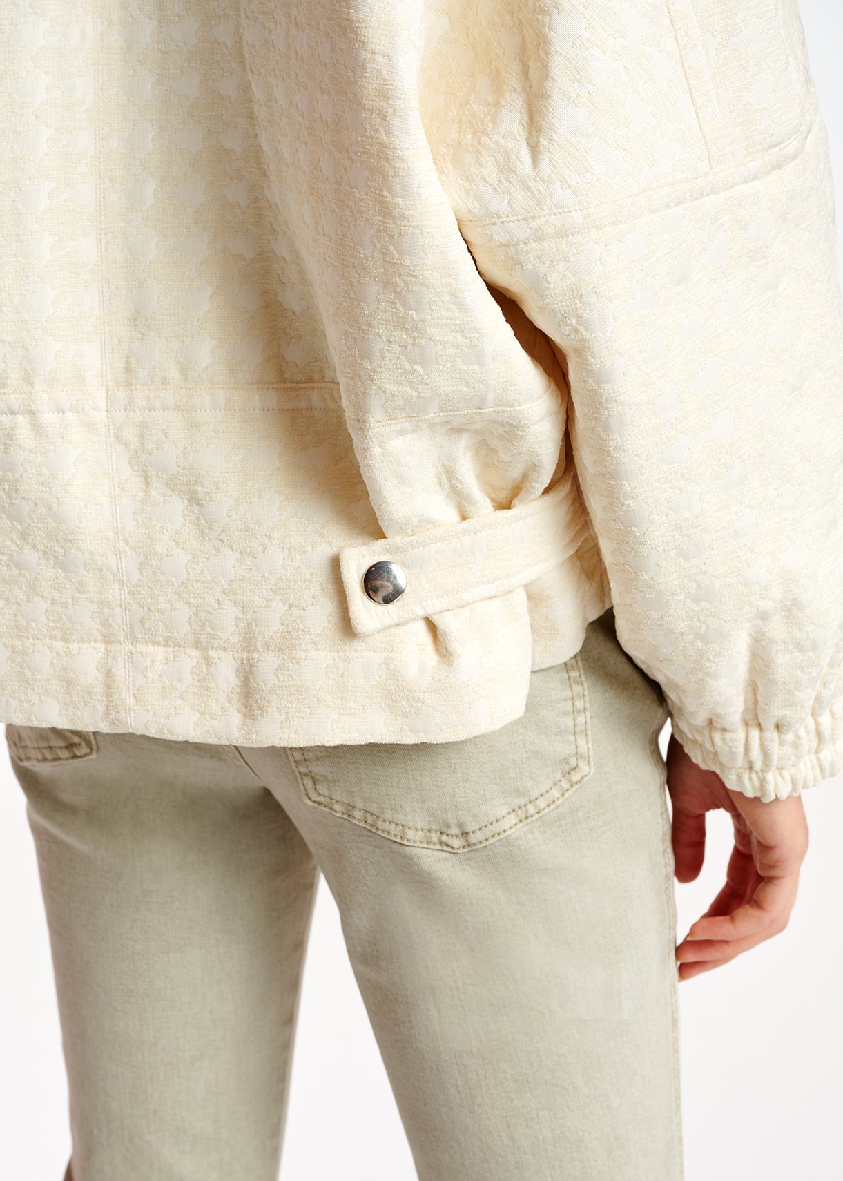 Off-white houndstooth jacquard bomber jacket RE—SSENTIEL | Essentiel second hand