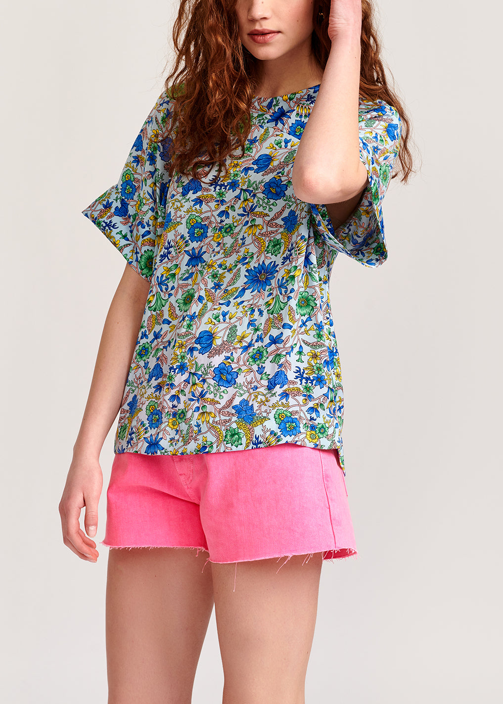 Light blue floral-print top RE—SSENTIEL | Essentiel second hand