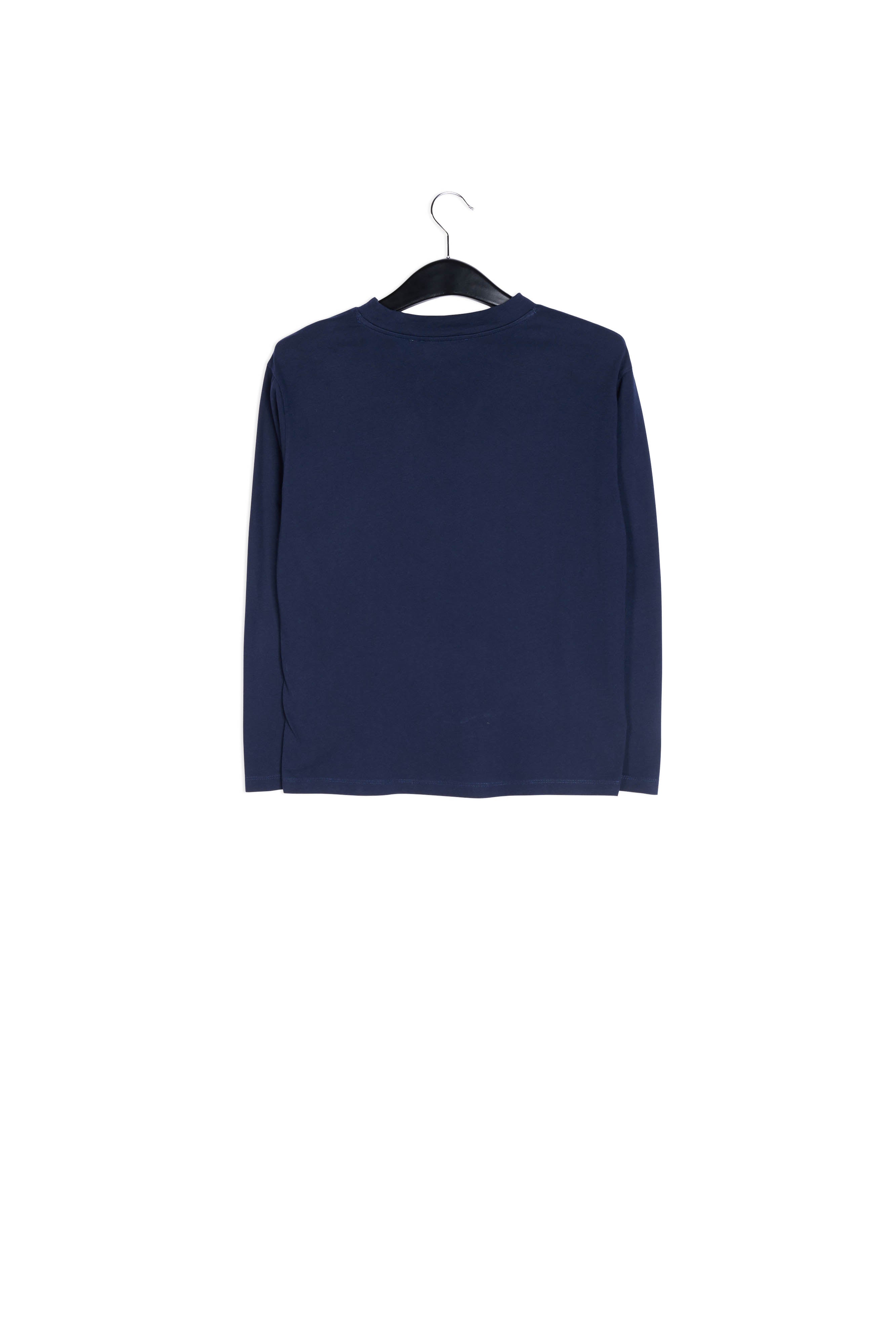 Navy blue organic cotton T-shirt with print RE—SSENTIEL | Essentiel second hand