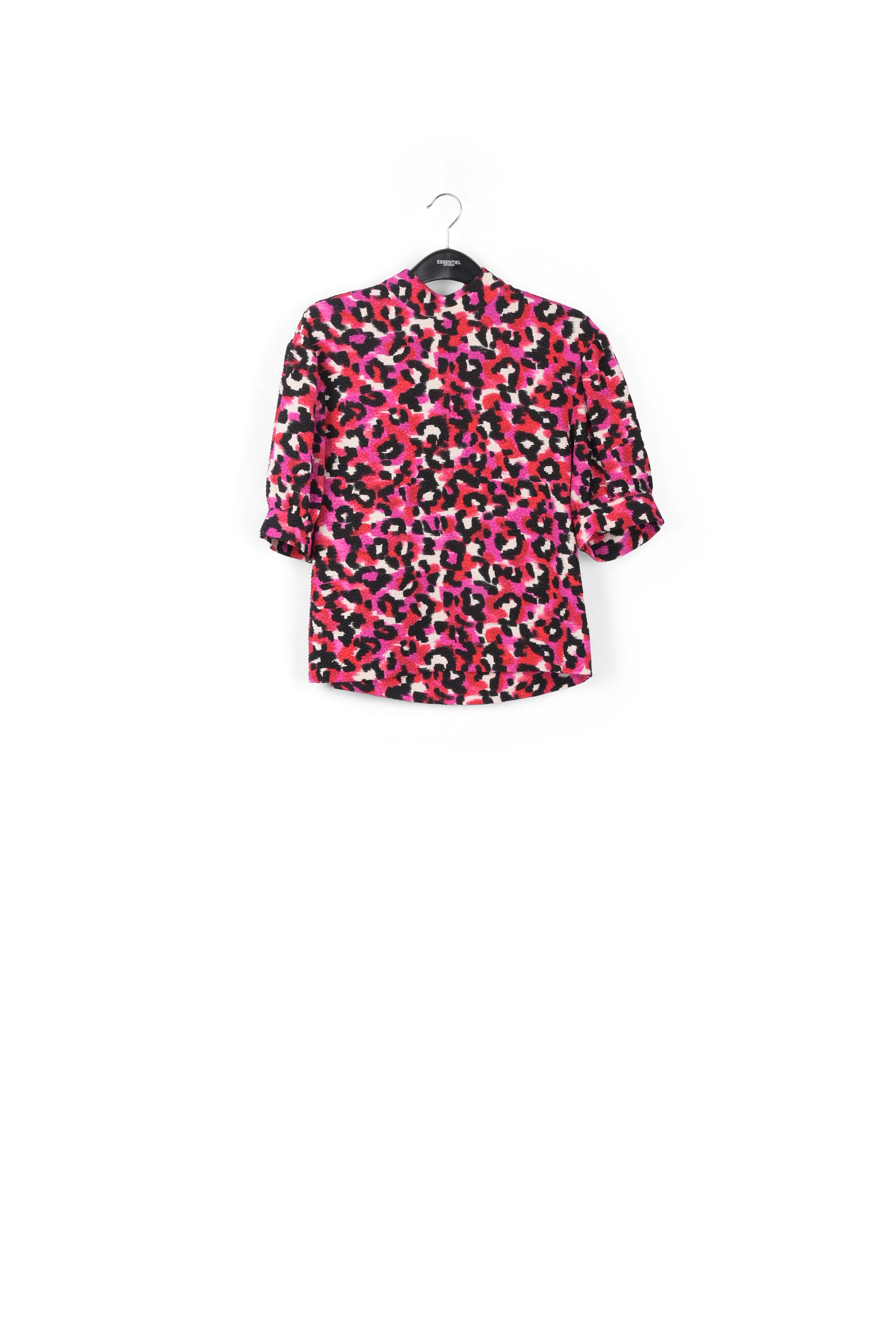 Pink, red and off-white leopard print top RE—SSENTIEL | Essentiel second hand